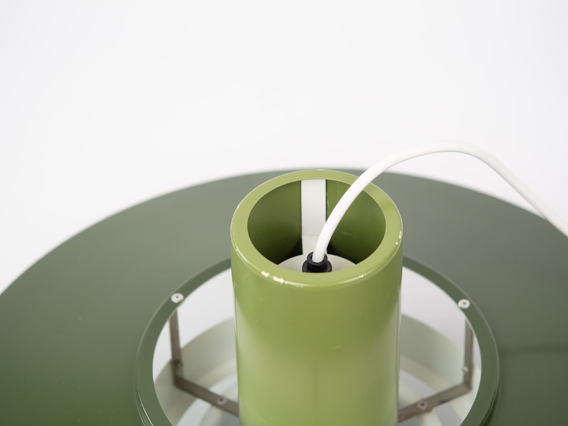 Pendant lamp Falcon, green steel, by A. Hansen, Fog & Mørup, Denmark, 1960s. - 347371