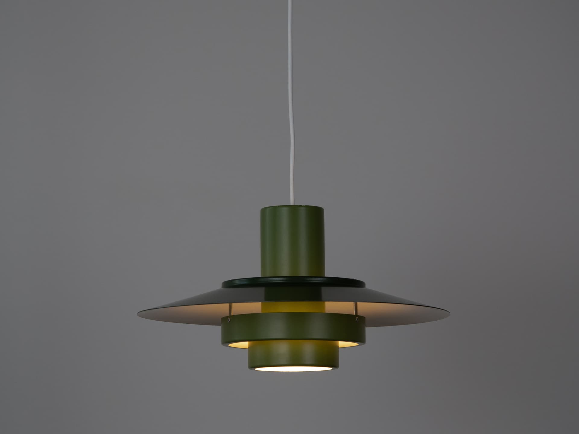 Pendant lamp Falcon, green steel, by A. Hansen, Fog & Mørup, Denmark, 1960s. - 347367