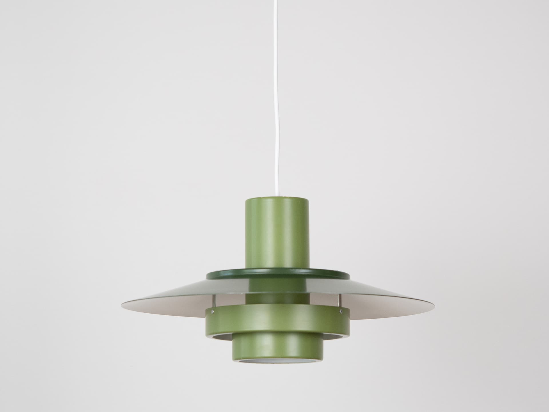 Pendant lamp Falcon, green steel, by A. Hansen, Fog & Mørup, Denmark, 1960s. - 347364