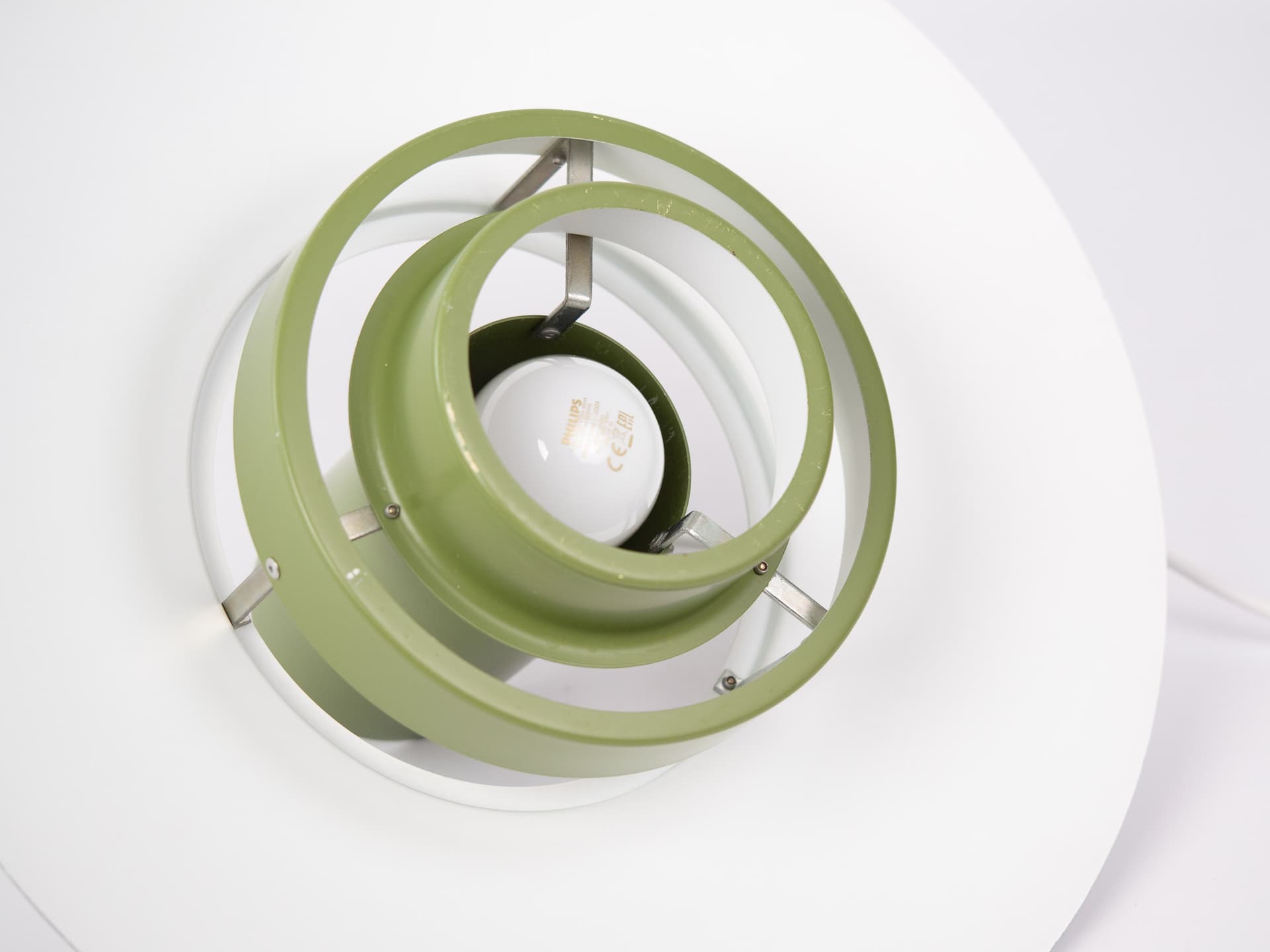 Pendant lamp Falcon, green steel, by A. Hansen, Fog & Mørup, Denmark, 1960s. - 347370