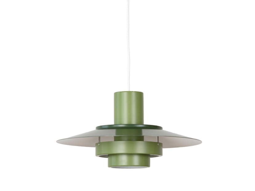 Pendant lamp Falcon, green steel, by A. Hansen, Fog & Mørup, Denmark, 1960s.