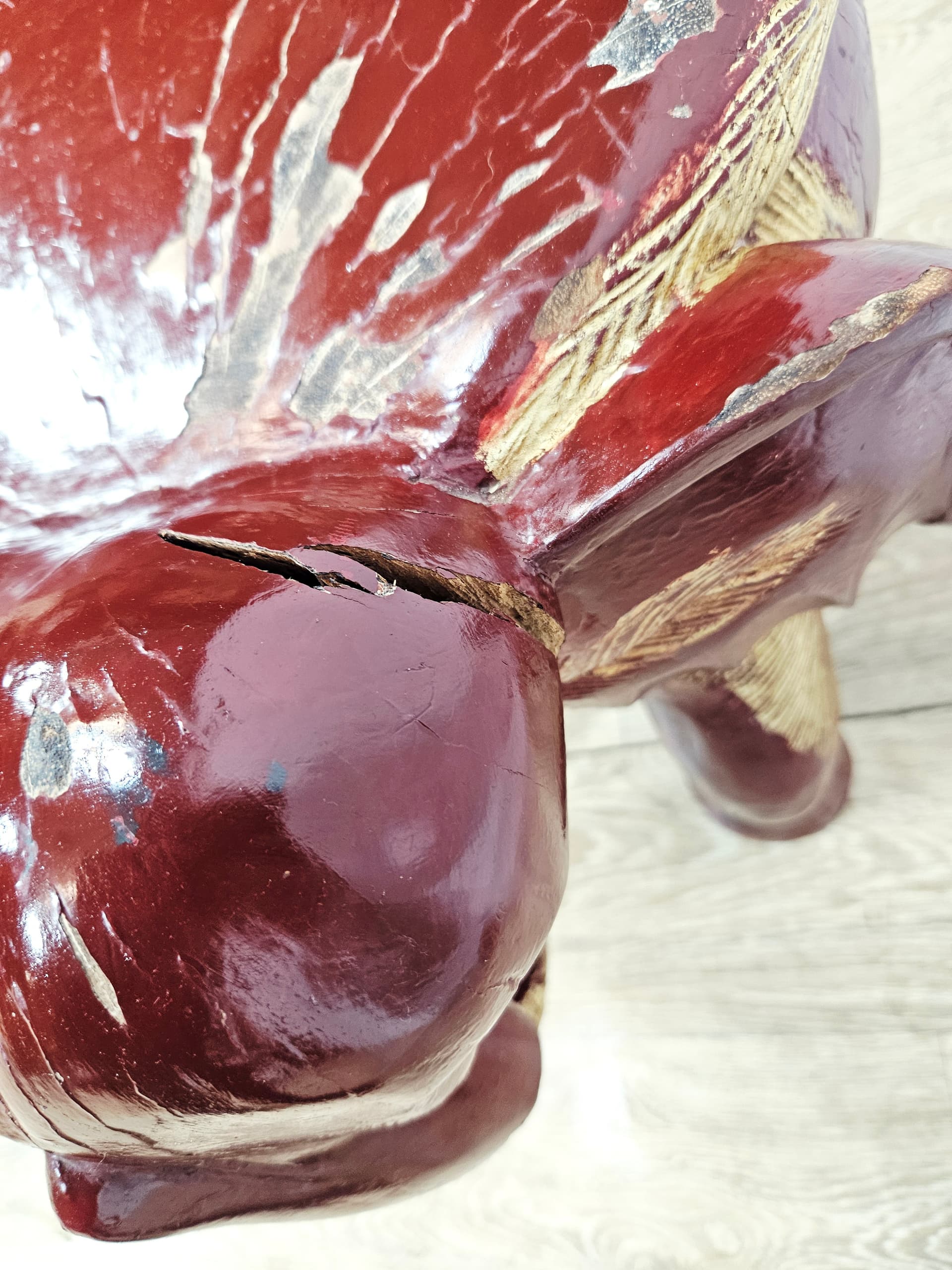 Side stool Elephant XL, burgundy gold, wood, unique 19th century - 347382