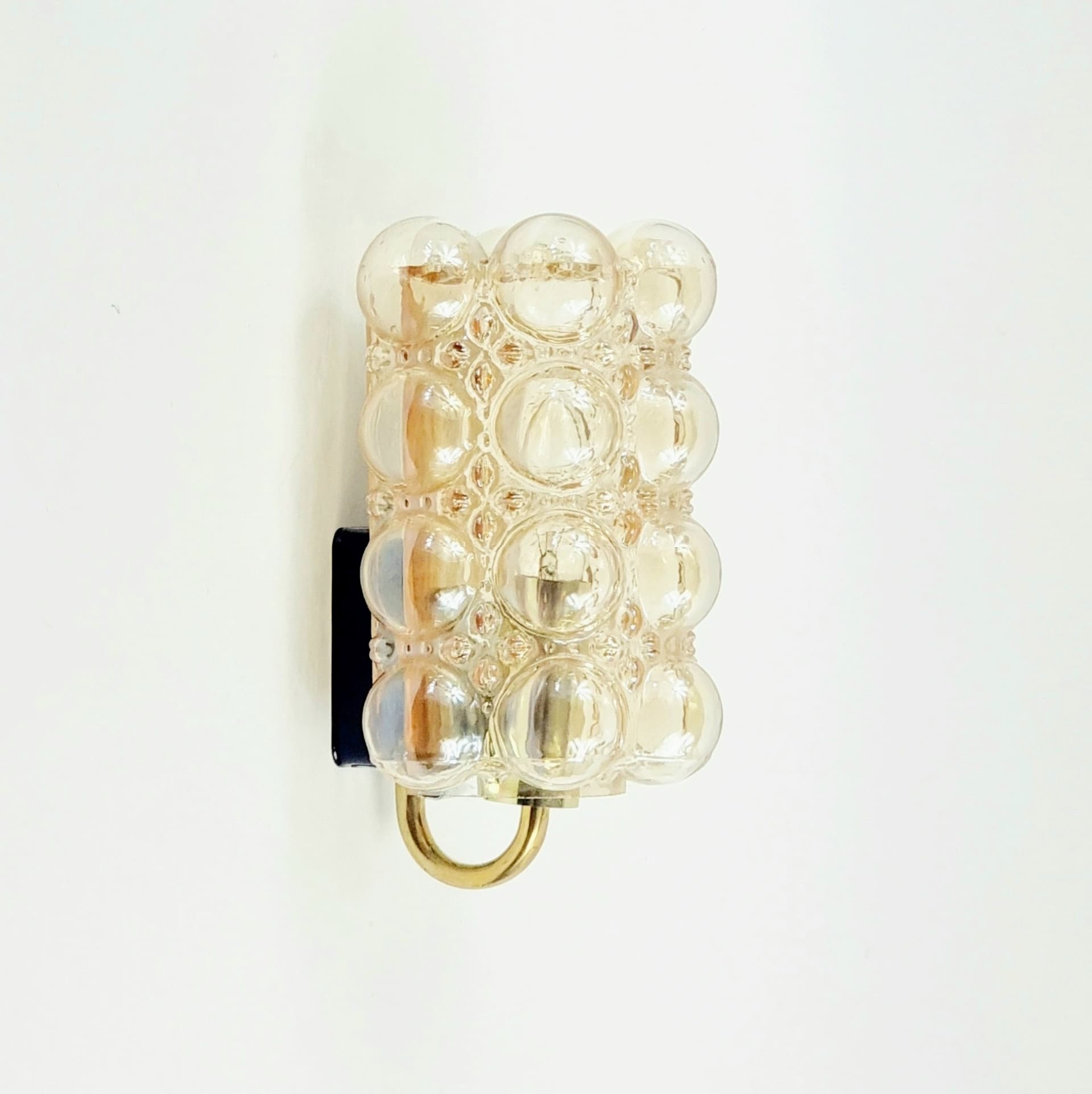 Wall Sconce Bubble, light amber glass, brass, by H. Tynell, Limburg, Germany, 1960s - 347391