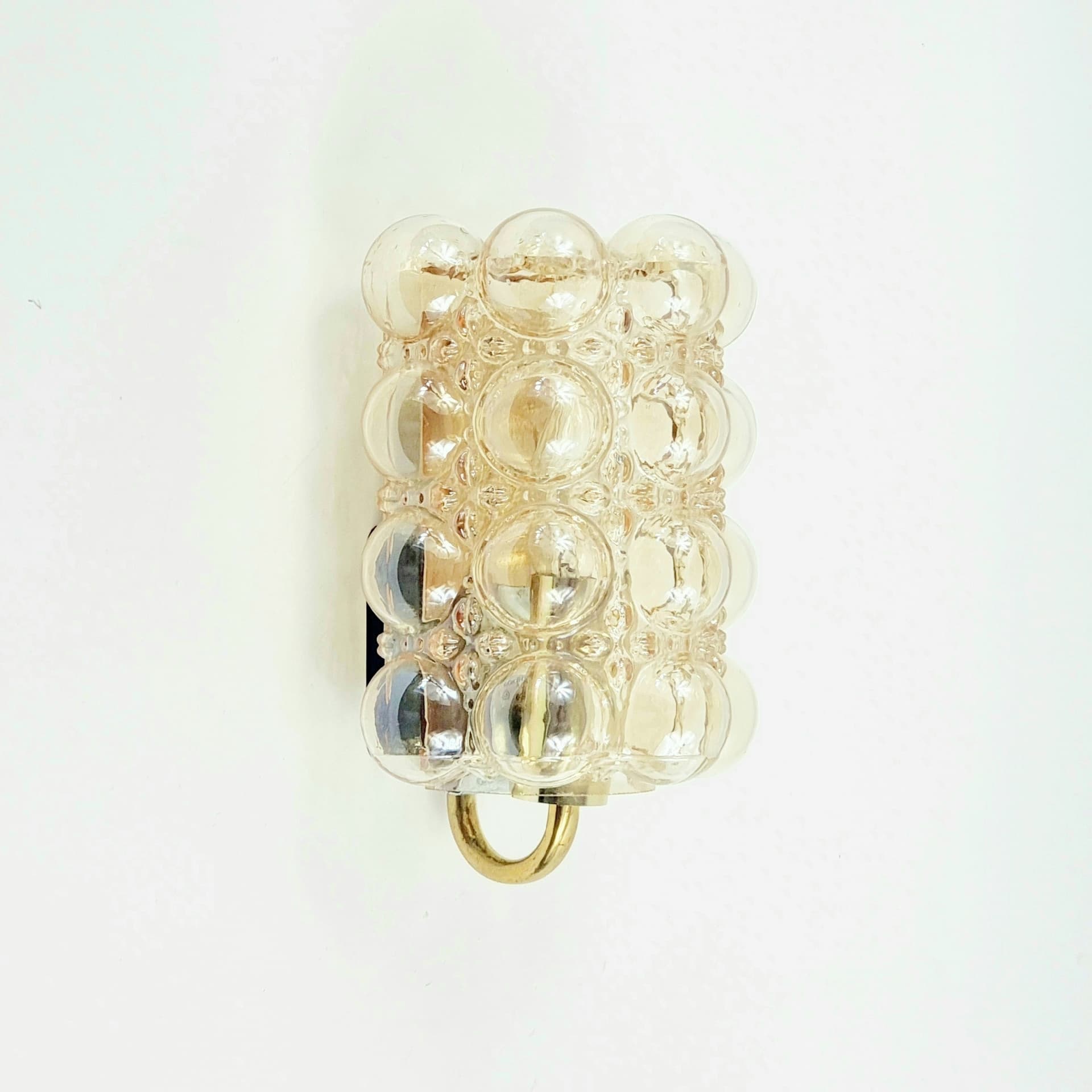 Wall Sconce Bubble, light amber glass, brass, by H. Tynell, Limburg, Germany, 1960s