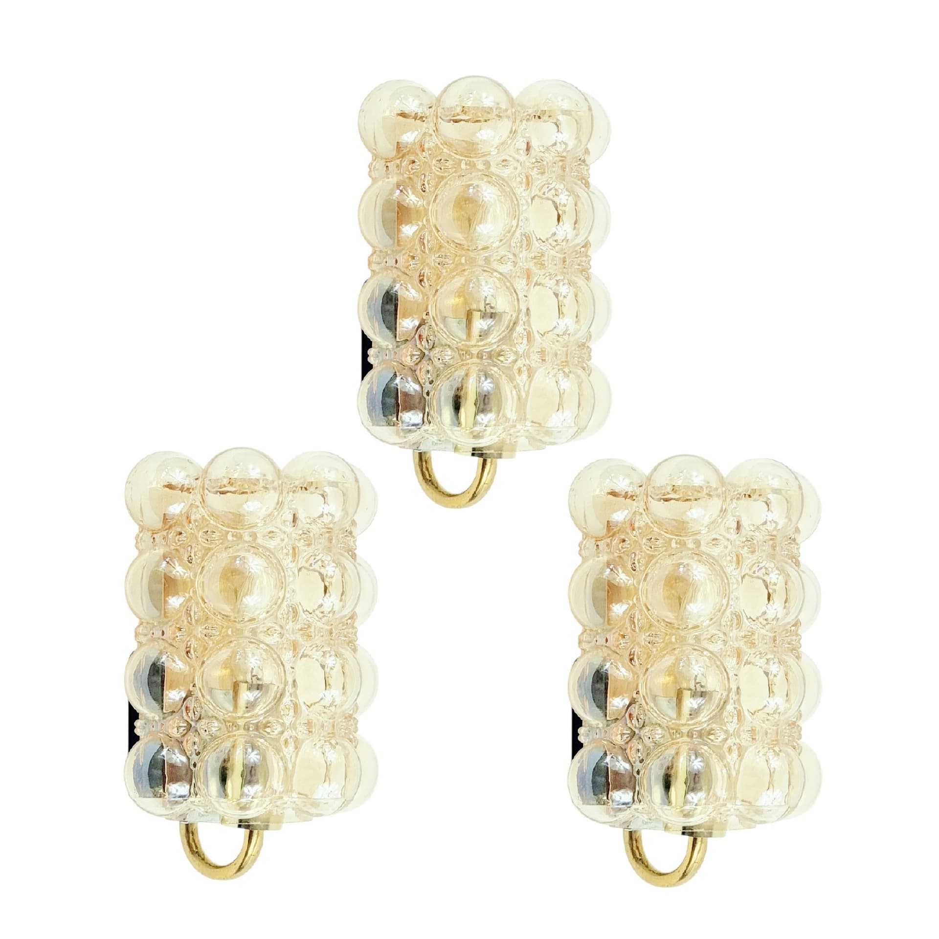 Wall Sconce Bubble, light amber glass, brass, by H. Tynell, Limburg, Germany, 1960s - 347392