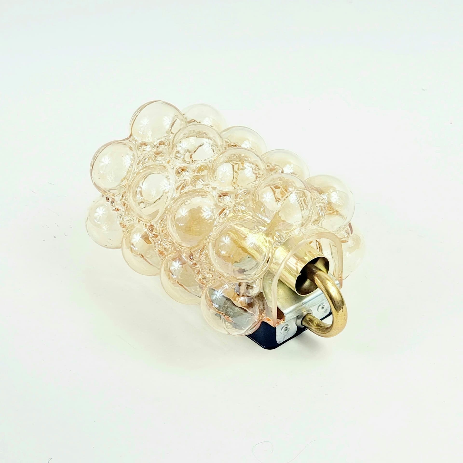 Wall Sconce Bubble, light amber glass, brass, by H. Tynell, Limburg, Germany, 1960s - 347396