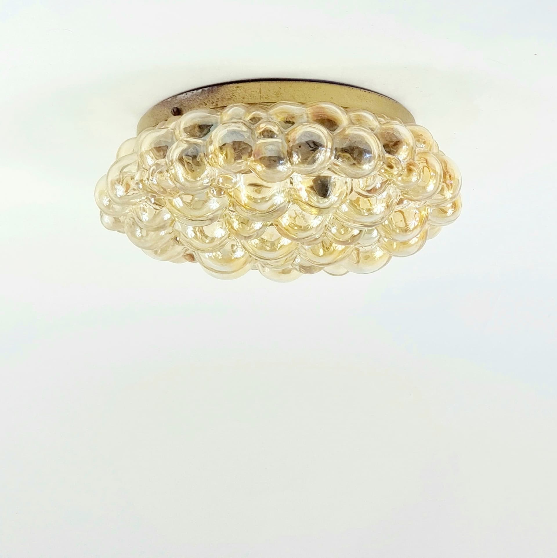 Ceiling lamp Bubble, light amber glass, by H. Tynell, Limburg, Germany, 1970s. - 347413