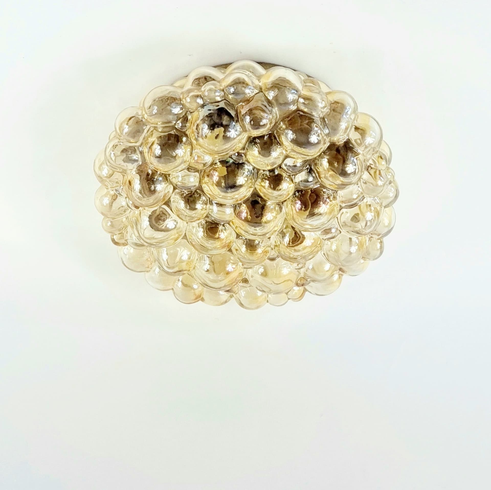 Ceiling lamp Bubble, light amber glass, by H. Tynell, Limburg, Germany, 1970s. - 347412