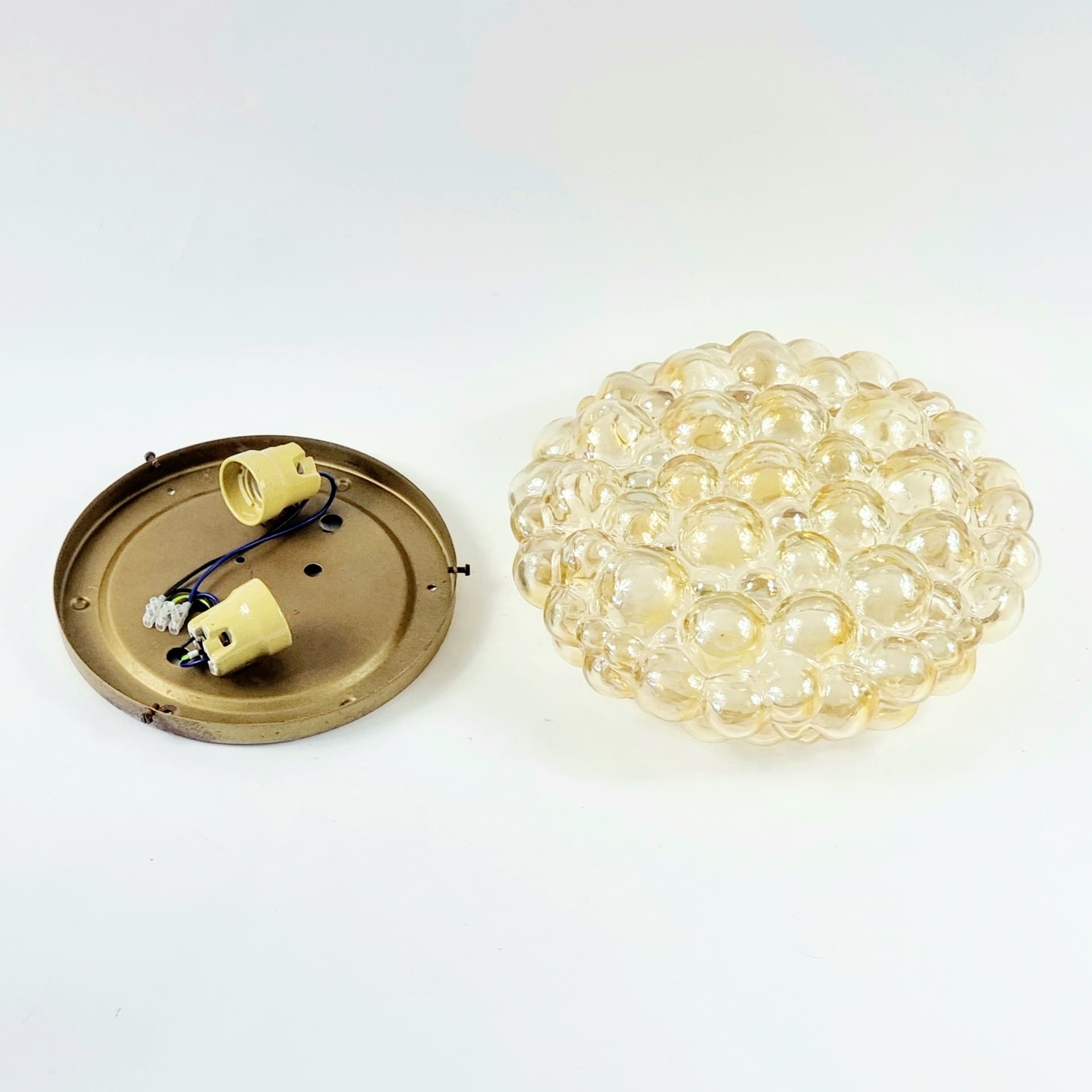 Ceiling lamp Bubble, light amber glass, by H. Tynell, Limburg, Germany, 1970s. - 347418