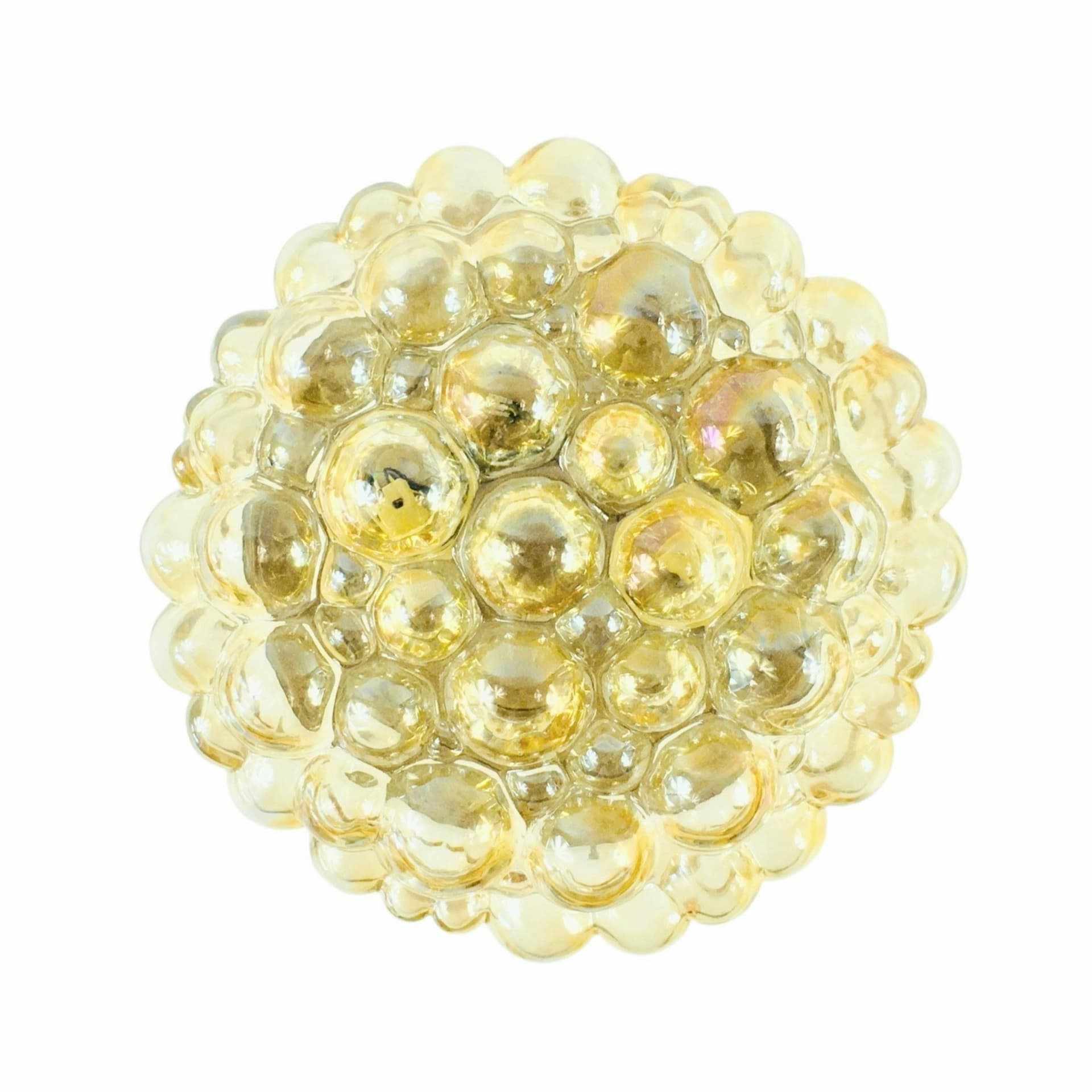 Ceiling lamp Bubble, light amber glass, by H. Tynell, Limburg, Germany, 1970s.