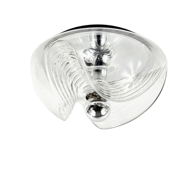 Flush Mount Wave, transparent glass, silver aluminium, Peill & Putzler, Germany, 1970s. - DIMENSION