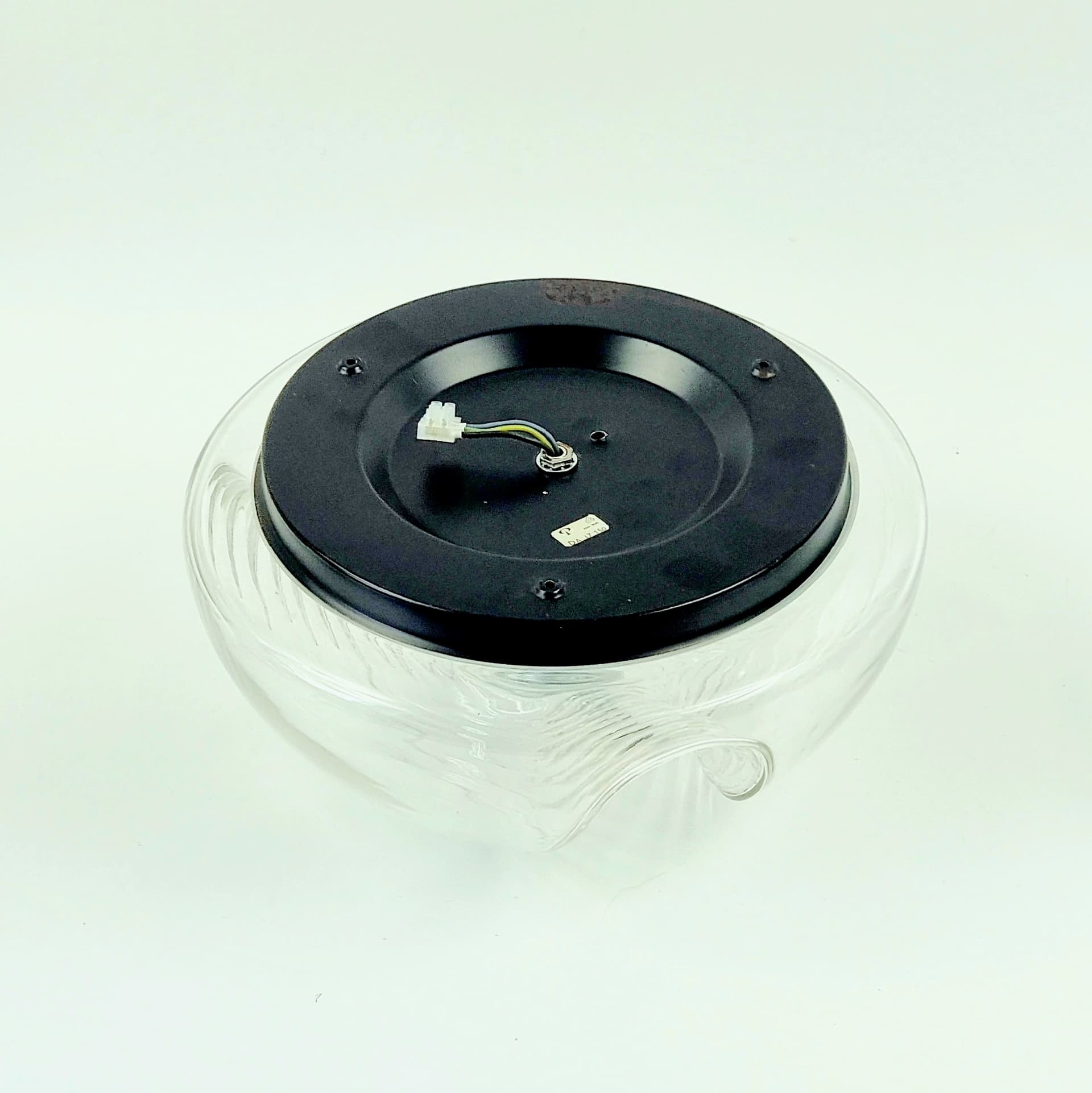 Flush Mount Wave, transparent glass, silver aluminium, Peill & Putzler, Germany, 1970s. - 347458