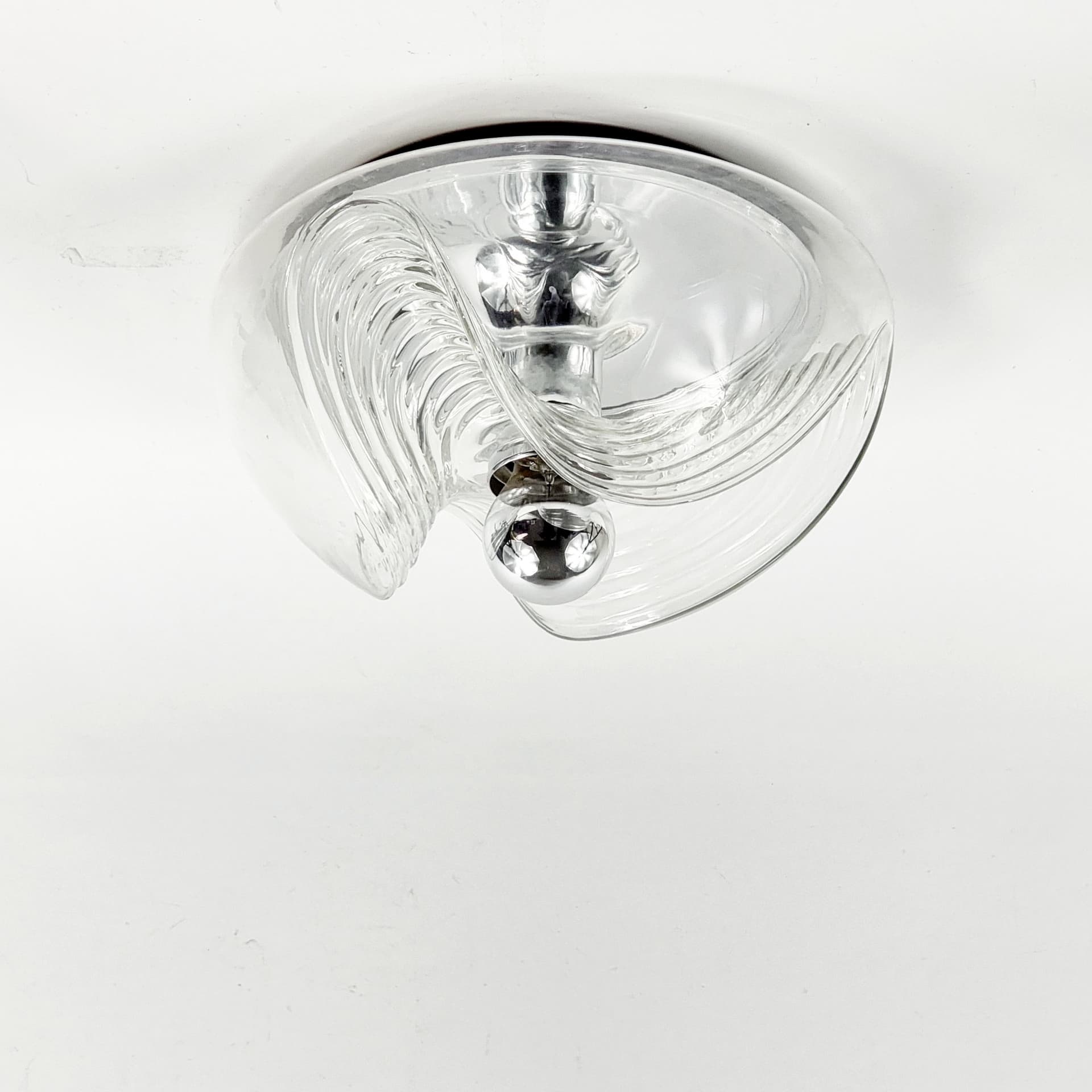 Para plafonów Wave, szkło transparentne, aluminium srebrny, Peill & Putzler, Niemcy, lata 70. - 347461