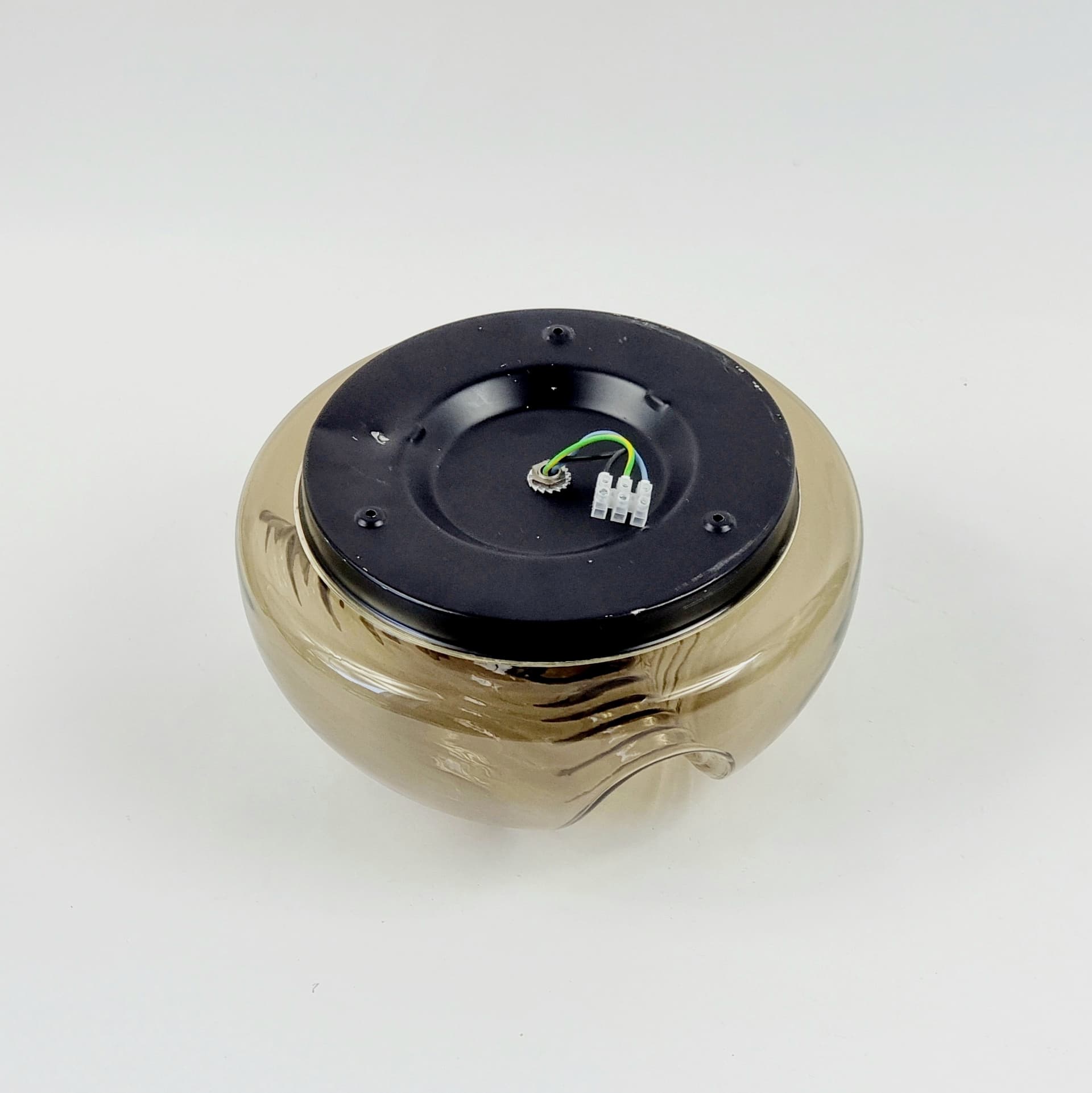 Flush Mount Wave, brown glass, silver aluminium, Peill & Putzler, Germany, 1970s. - 347480
