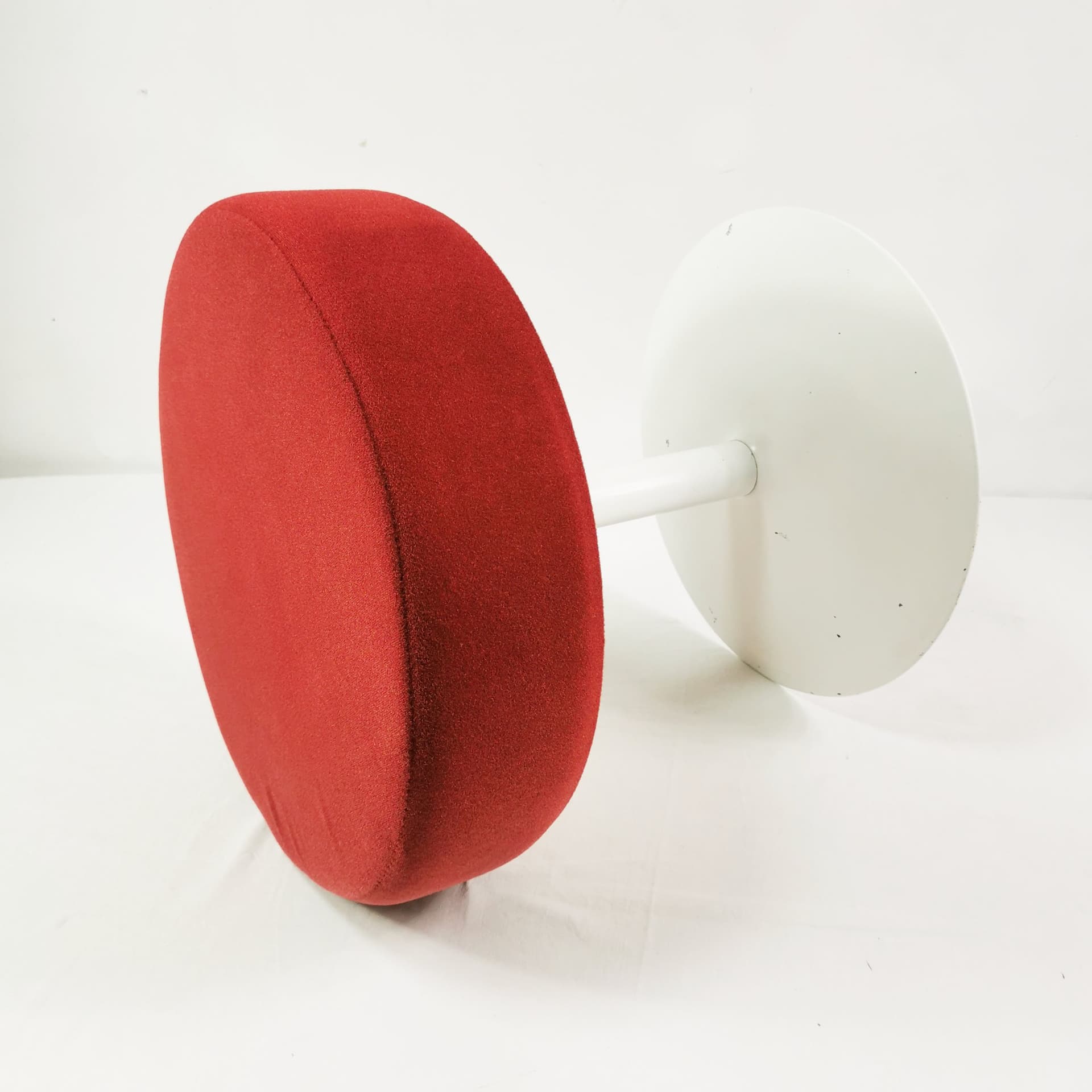 Stool Space Age, red fabric, white metal, Germany, 1970s. - 347483
