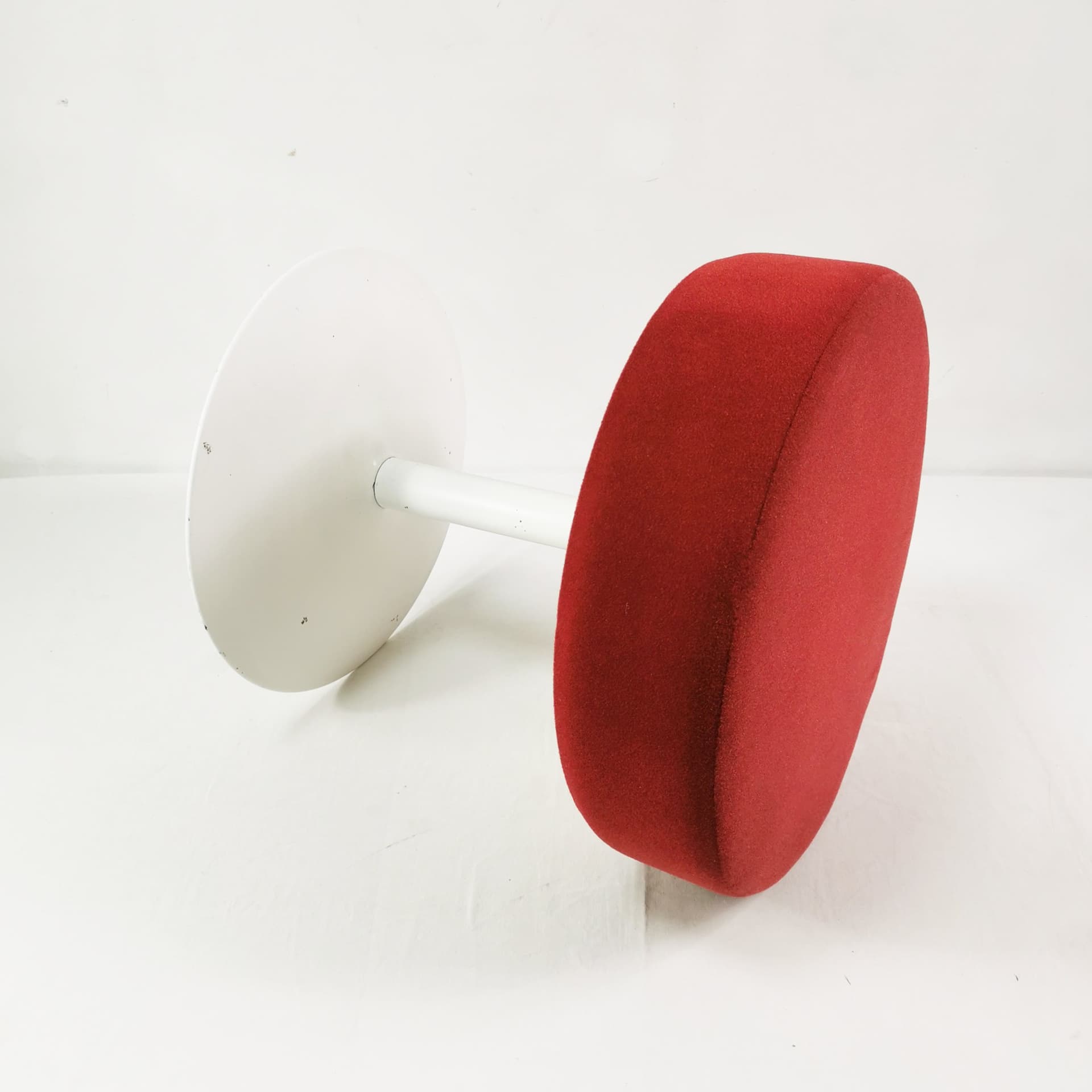 Stool Space Age, red fabric, white metal, Germany, 1970s. - 347484