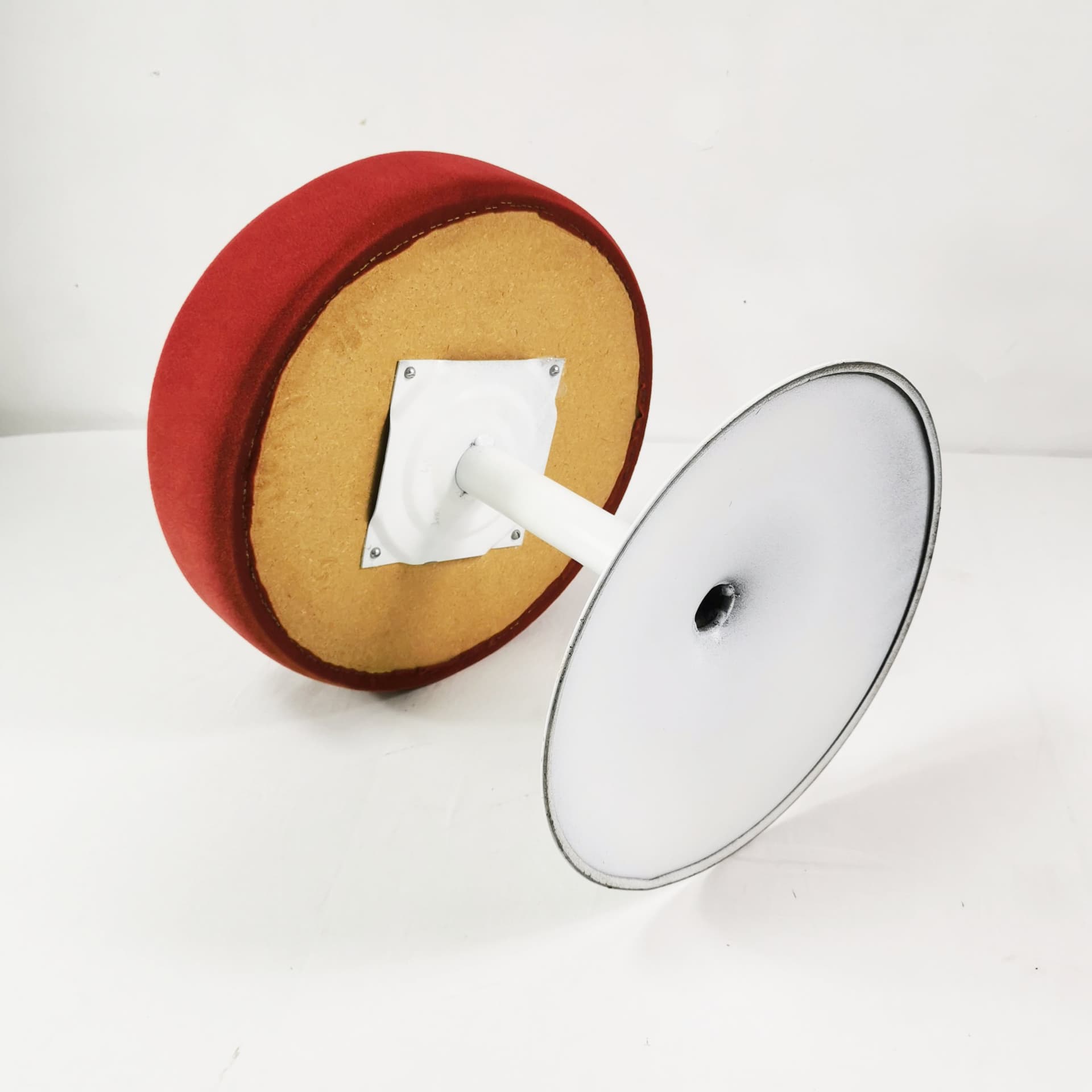 Stool Space Age, red fabric, white metal, Germany, 1970s. - 347489