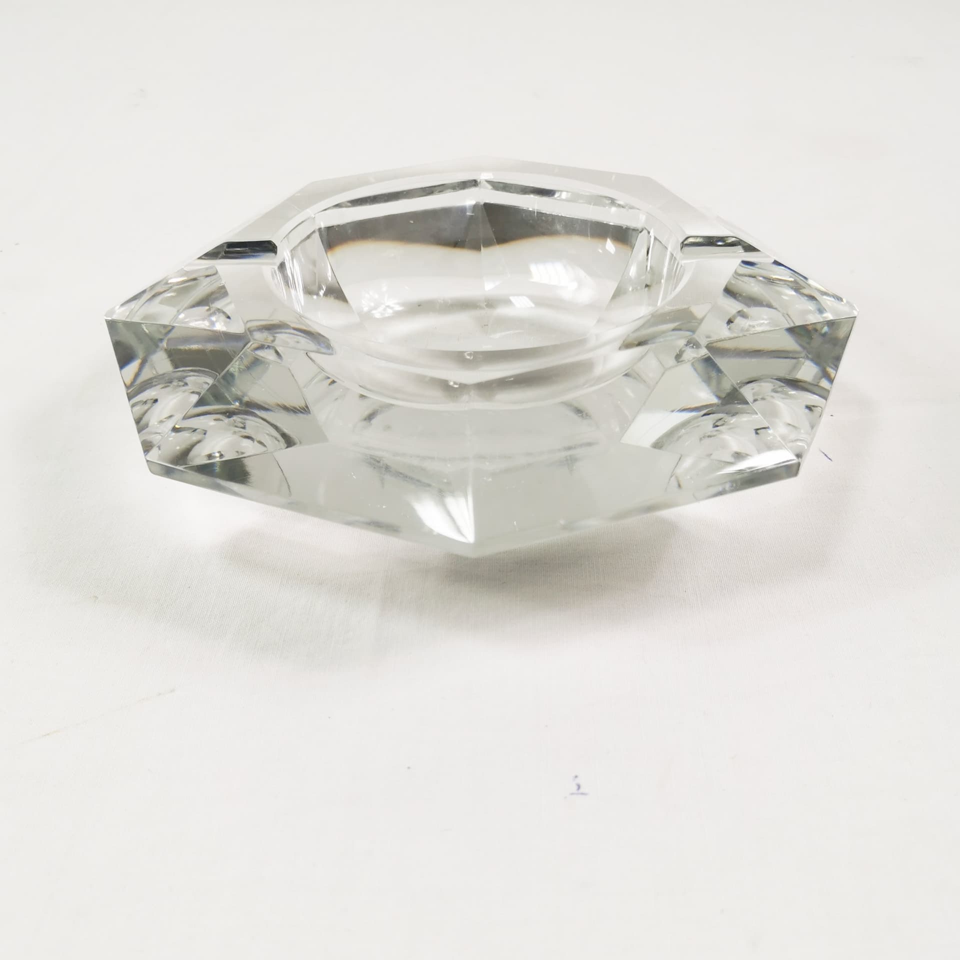 Ashtray, transparent crystal, Val Saint Lambert, Belgium, 1960s. - 347498