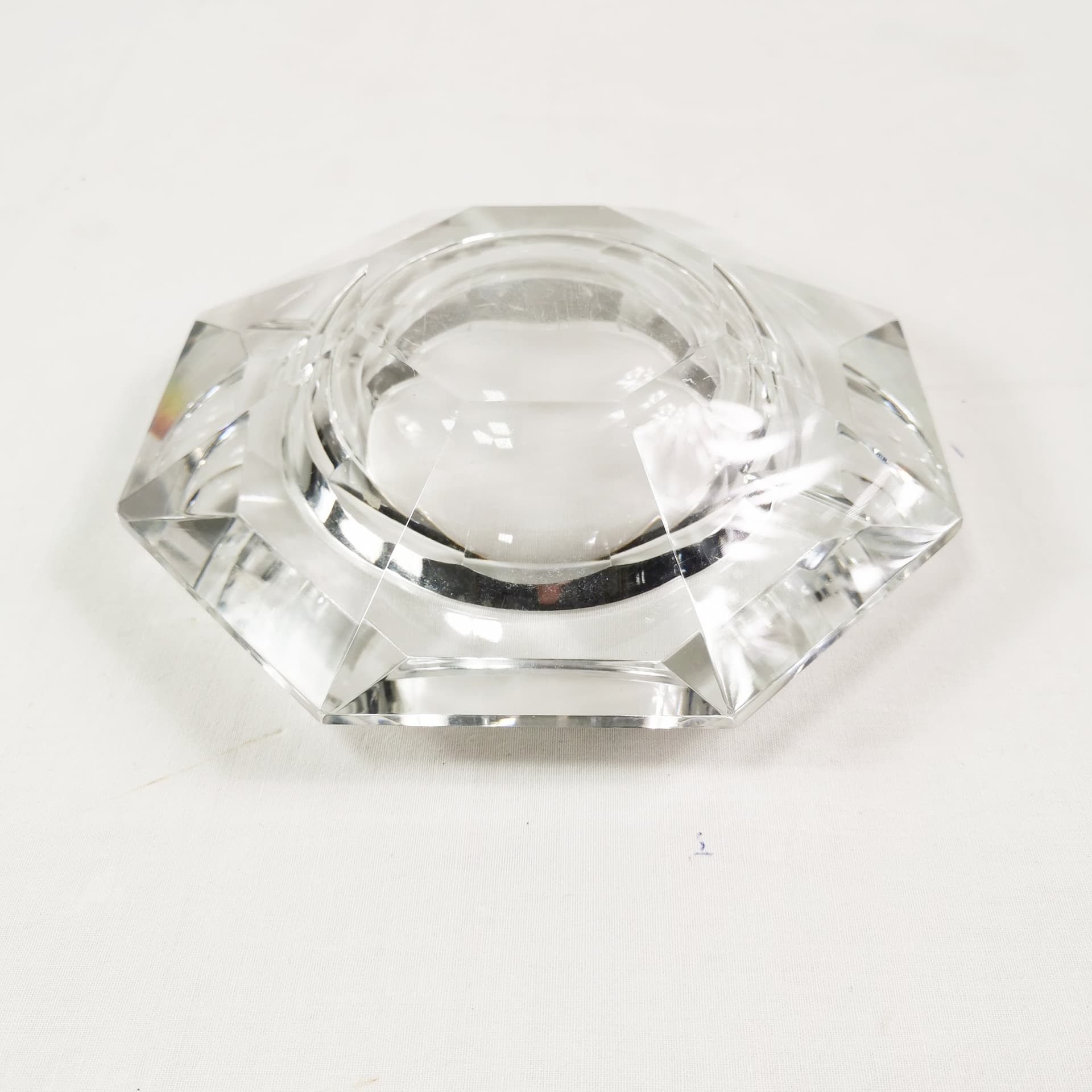 Ashtray, transparent crystal, Val Saint Lambert, Belgium, 1960s. - 347501