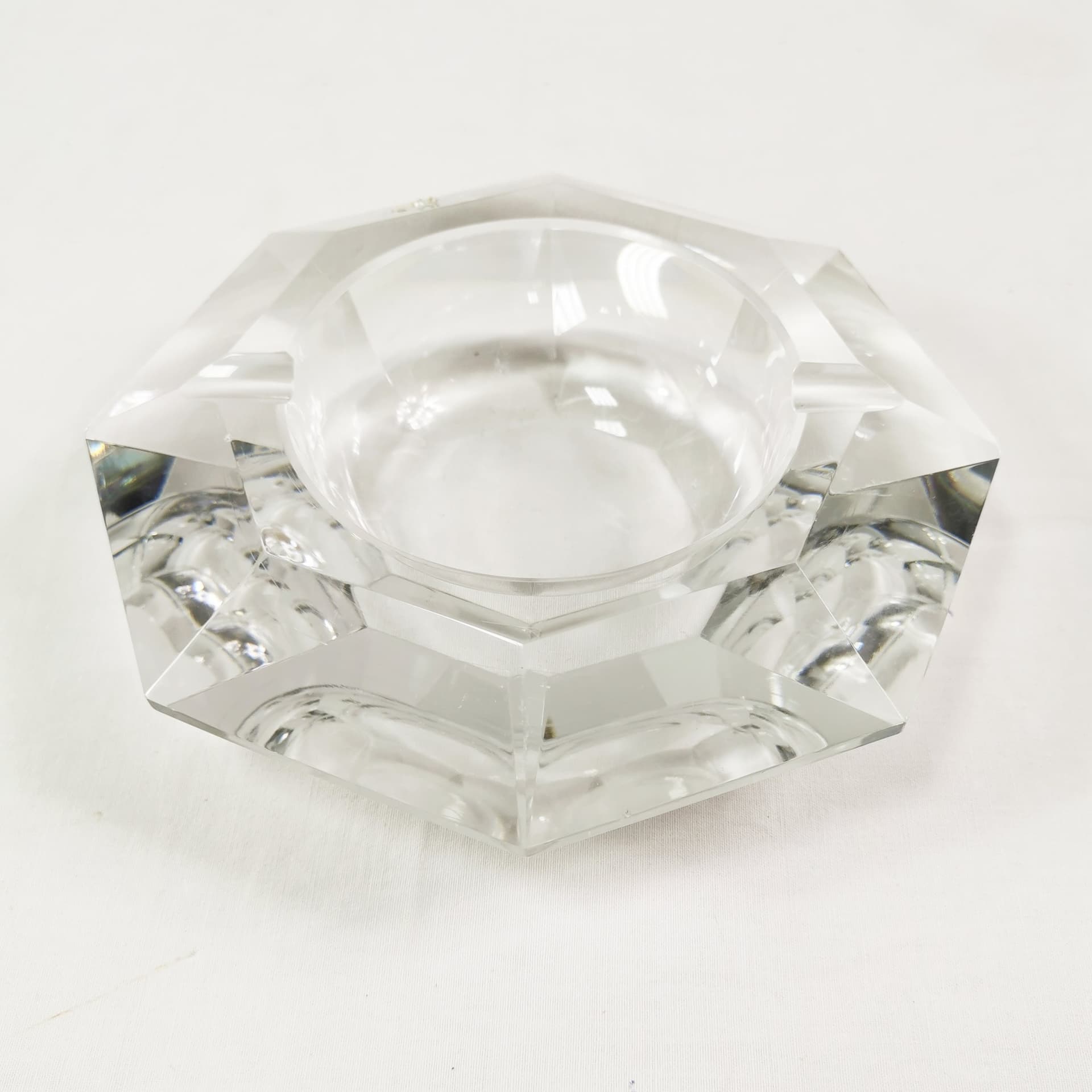 Ashtray, transparent crystal, Val Saint Lambert, Belgium, 1960s. - 347500