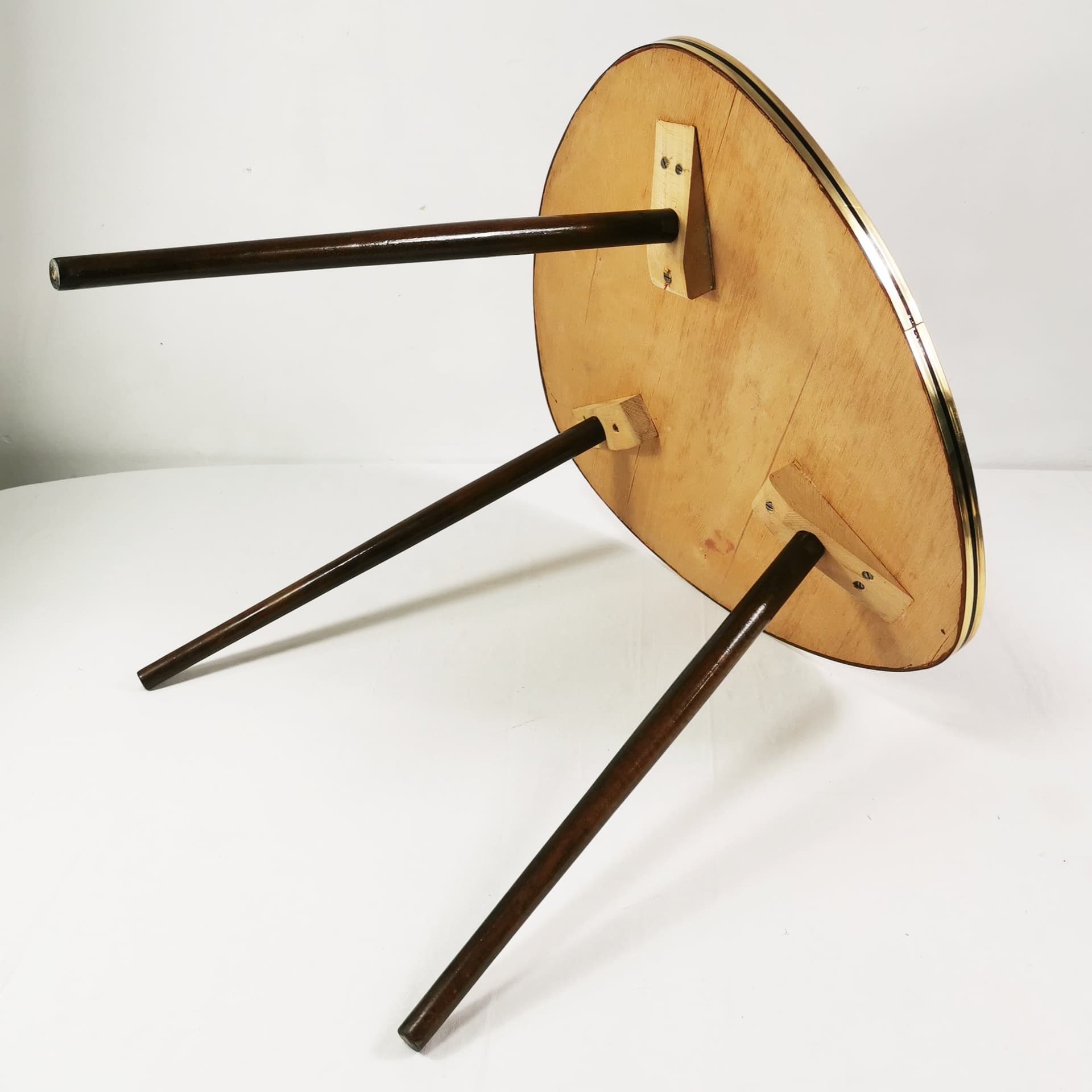 Coffee Table Art Deco, black glass, brown beech, gold brass, Germany, 1960s. - 347530
