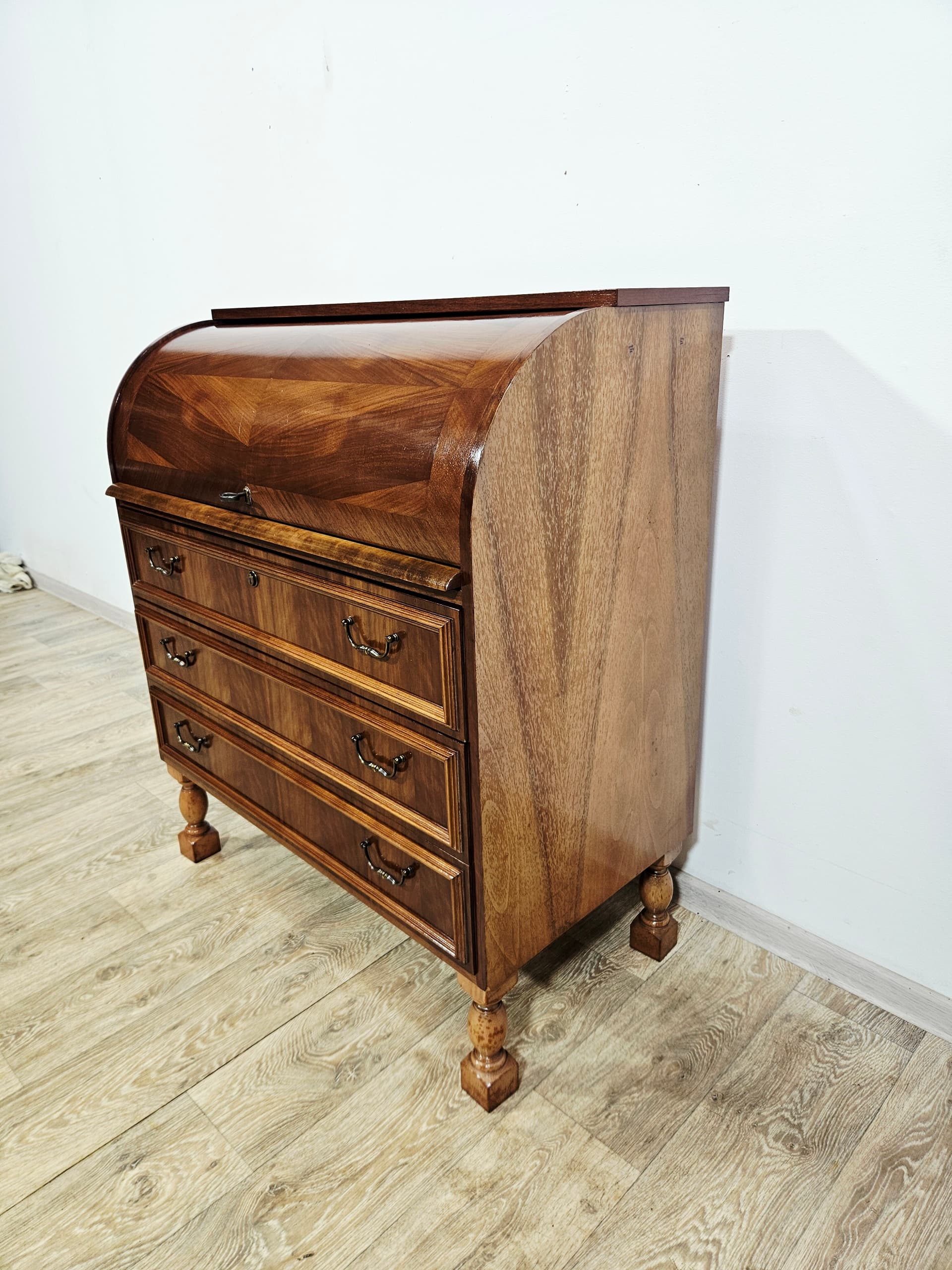 Cylinder roll-top secretary desk, mahogany walnut, 1970s - 347562