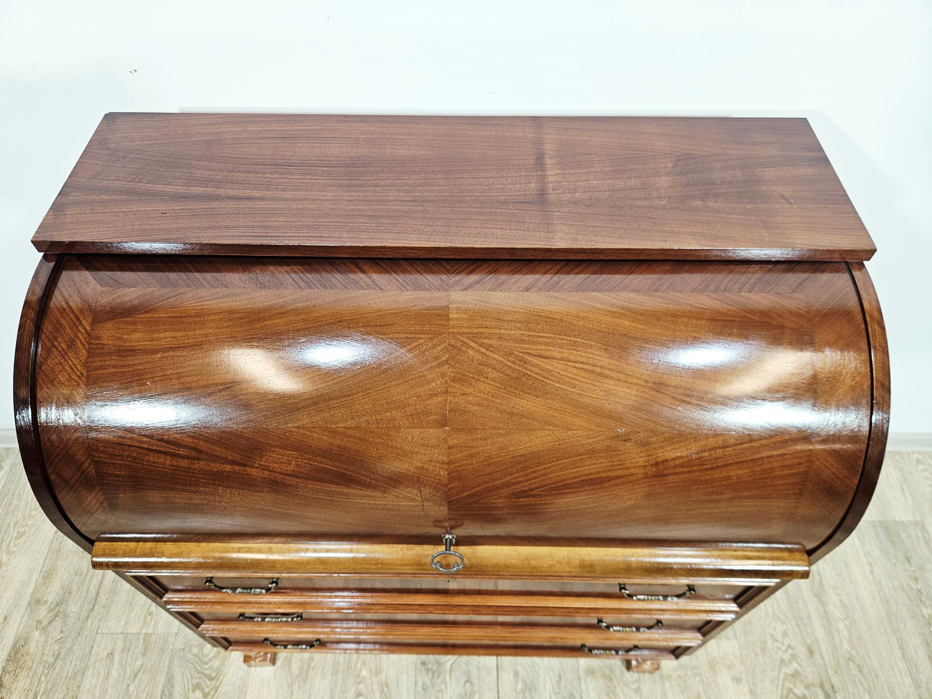 Cylinder roll-top secretary desk, mahogany walnut, 1970s - 347571