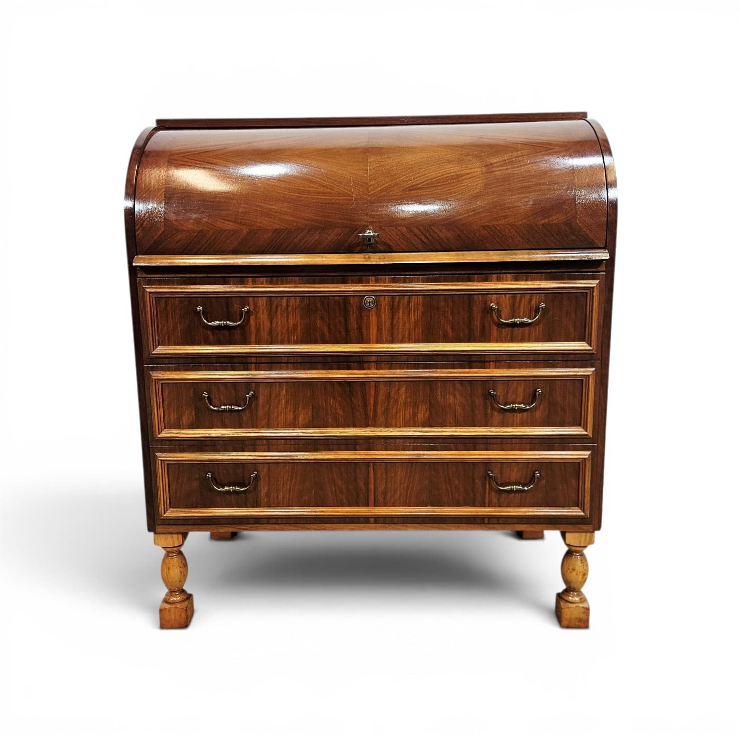 Cylinder roll-top secretary desk, mahogany walnut, 1970s - 347564