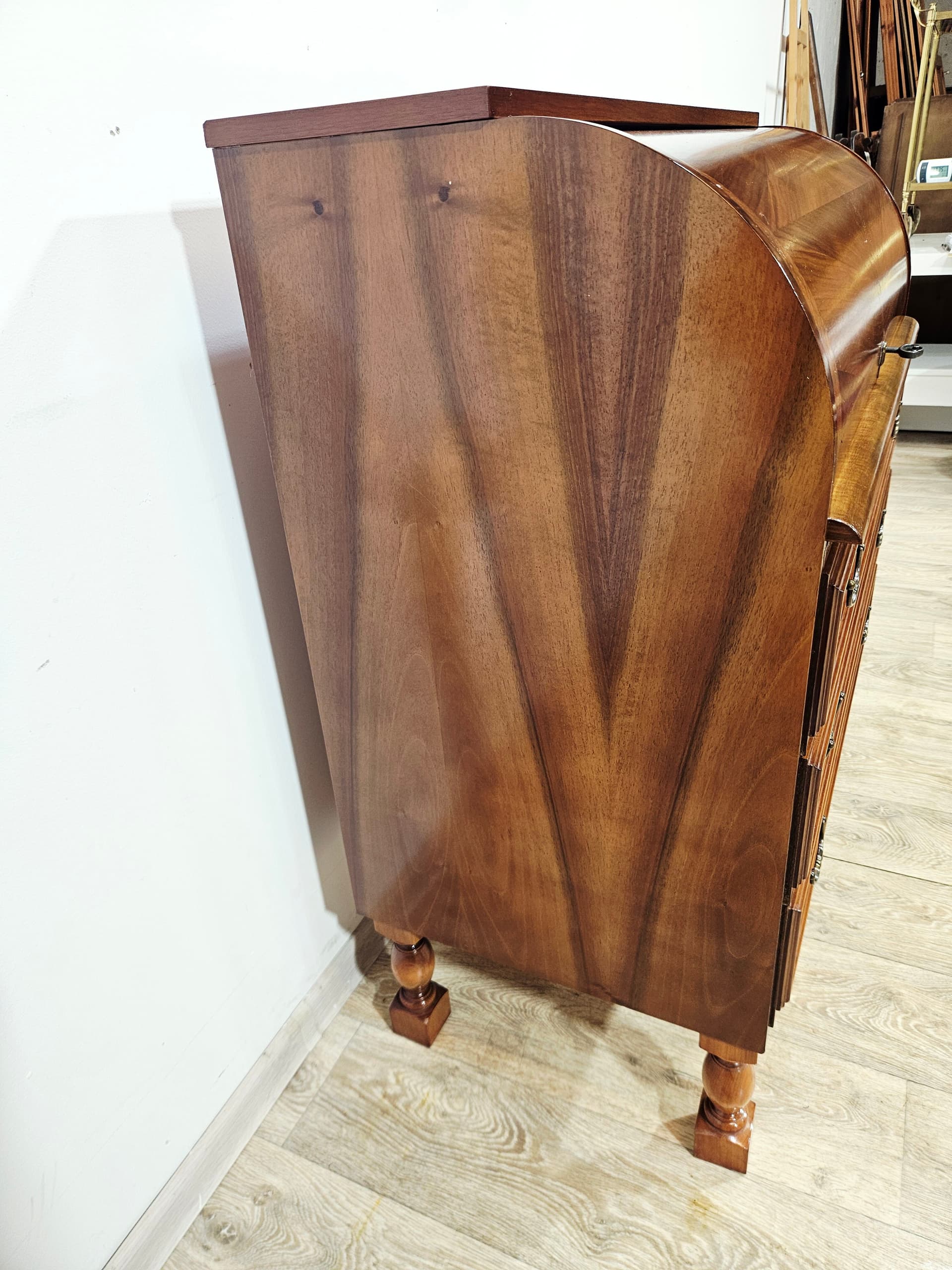 Cylinder roll-top secretary desk, mahogany walnut, 1970s - 347575