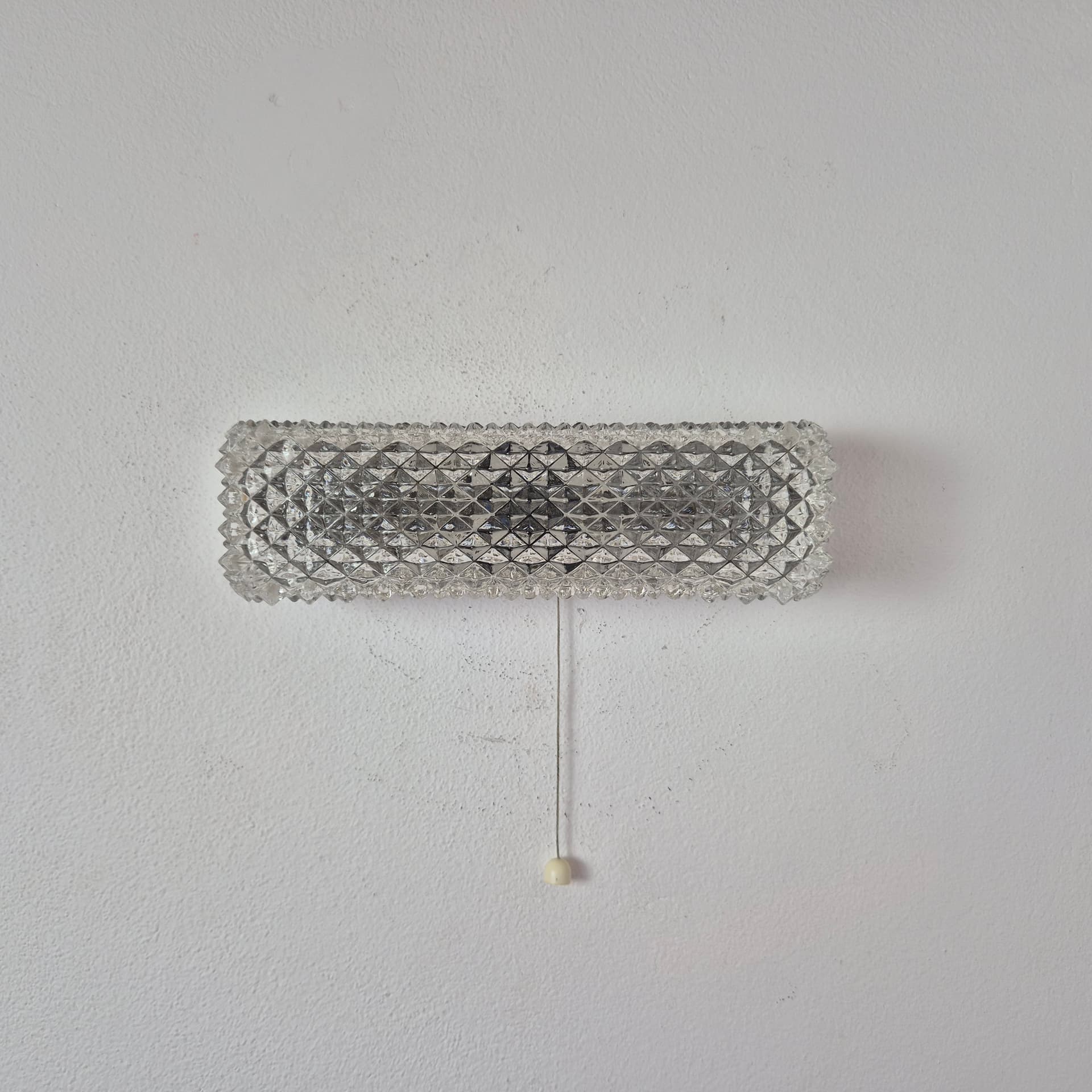 Wall light Limburg, transparent glass, silver metal, Germany, 1960s. - 347601
