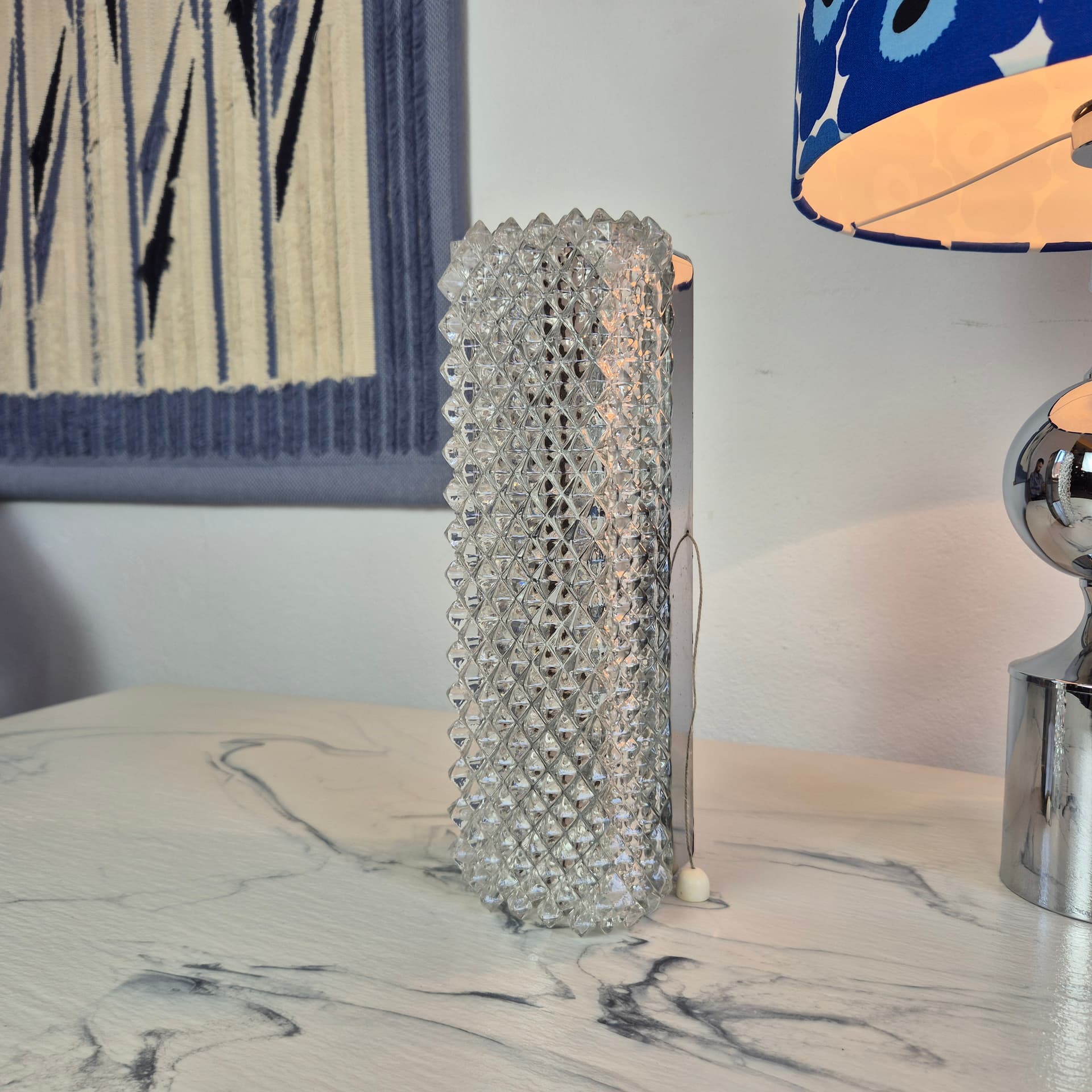 Wall light Limburg, transparent glass, silver metal, Germany, 1960s. - 347611