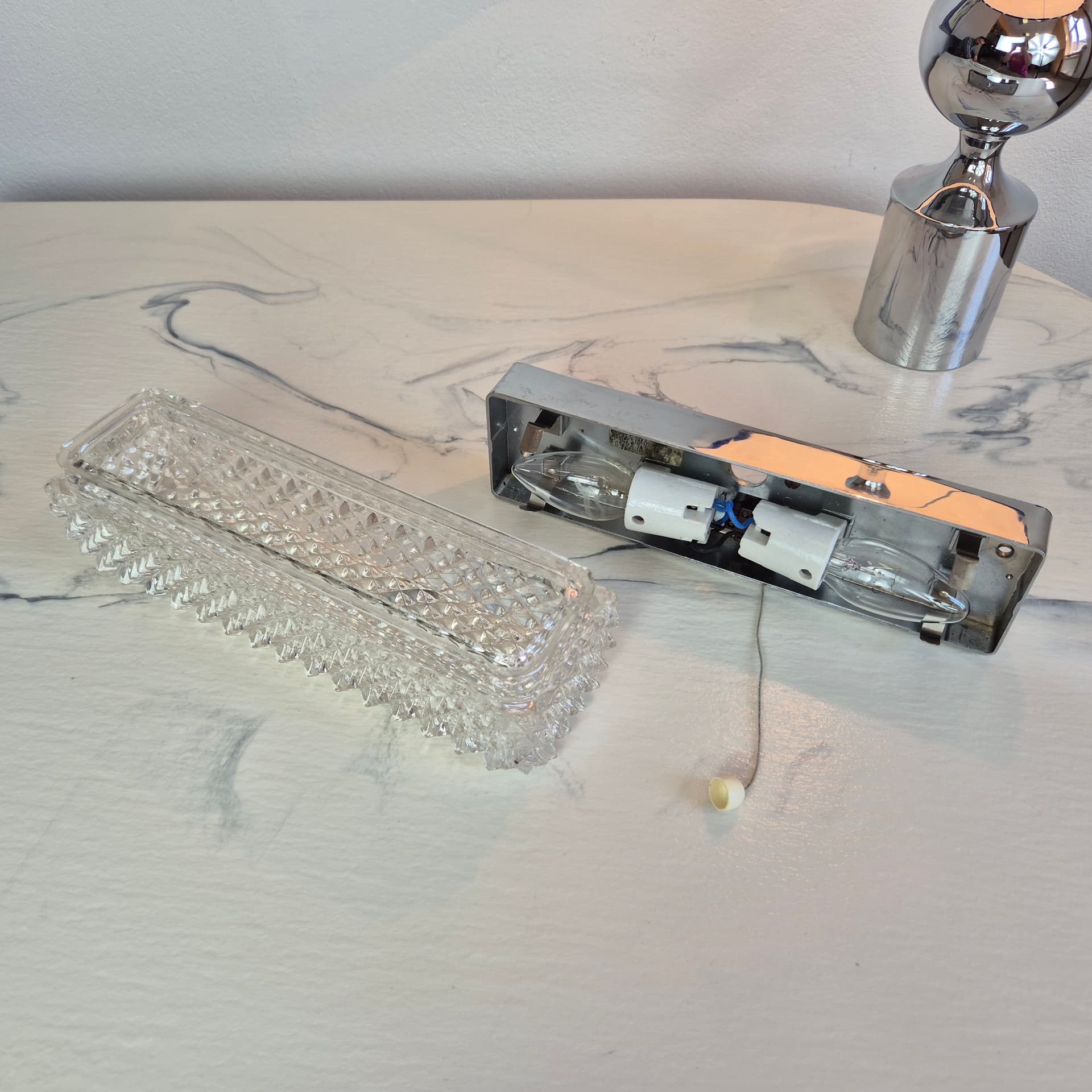 Wall light Limburg, transparent glass, silver metal, Germany, 1960s. - 347607