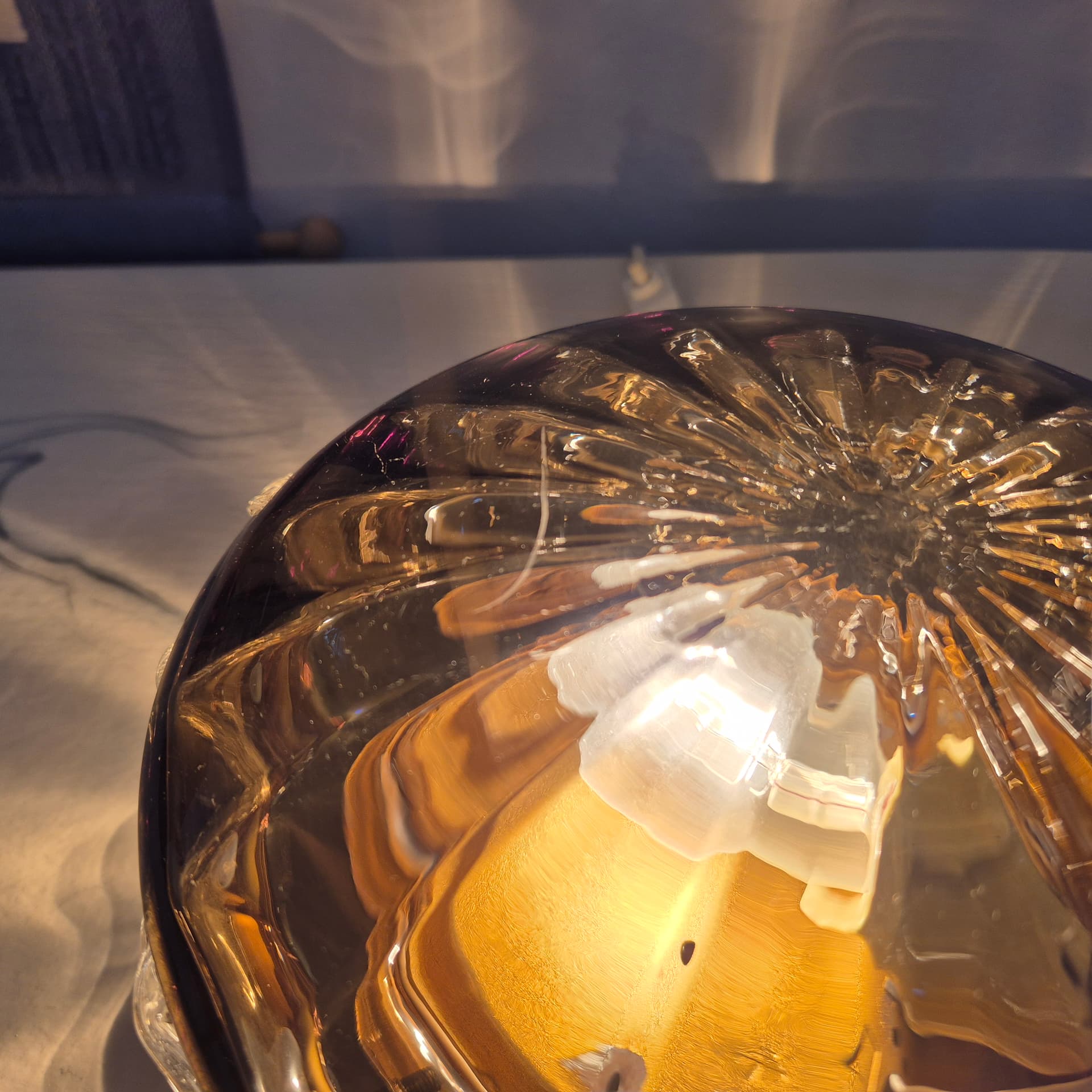 Flush mount or wall lamp, brown transparent glass, Germany, 1960s. - 347621