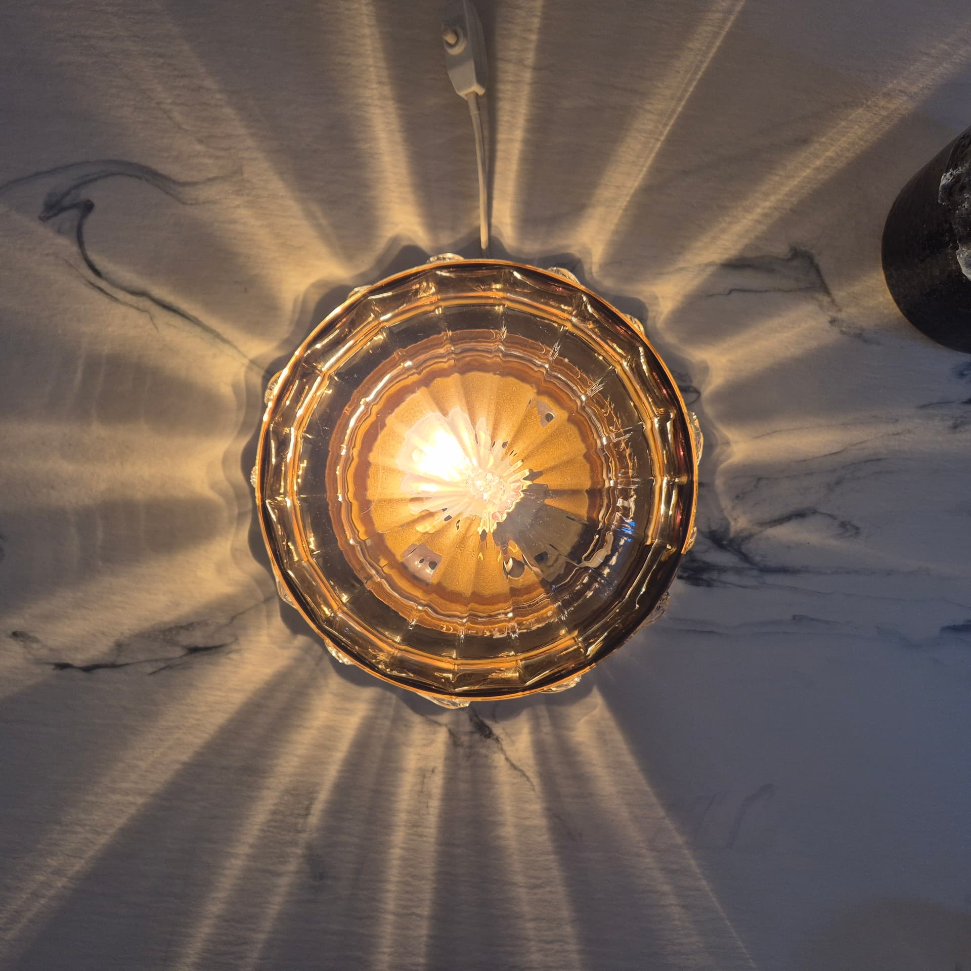 Flush mount or wall lamp, brown transparent glass, Germany, 1960s. - 347619