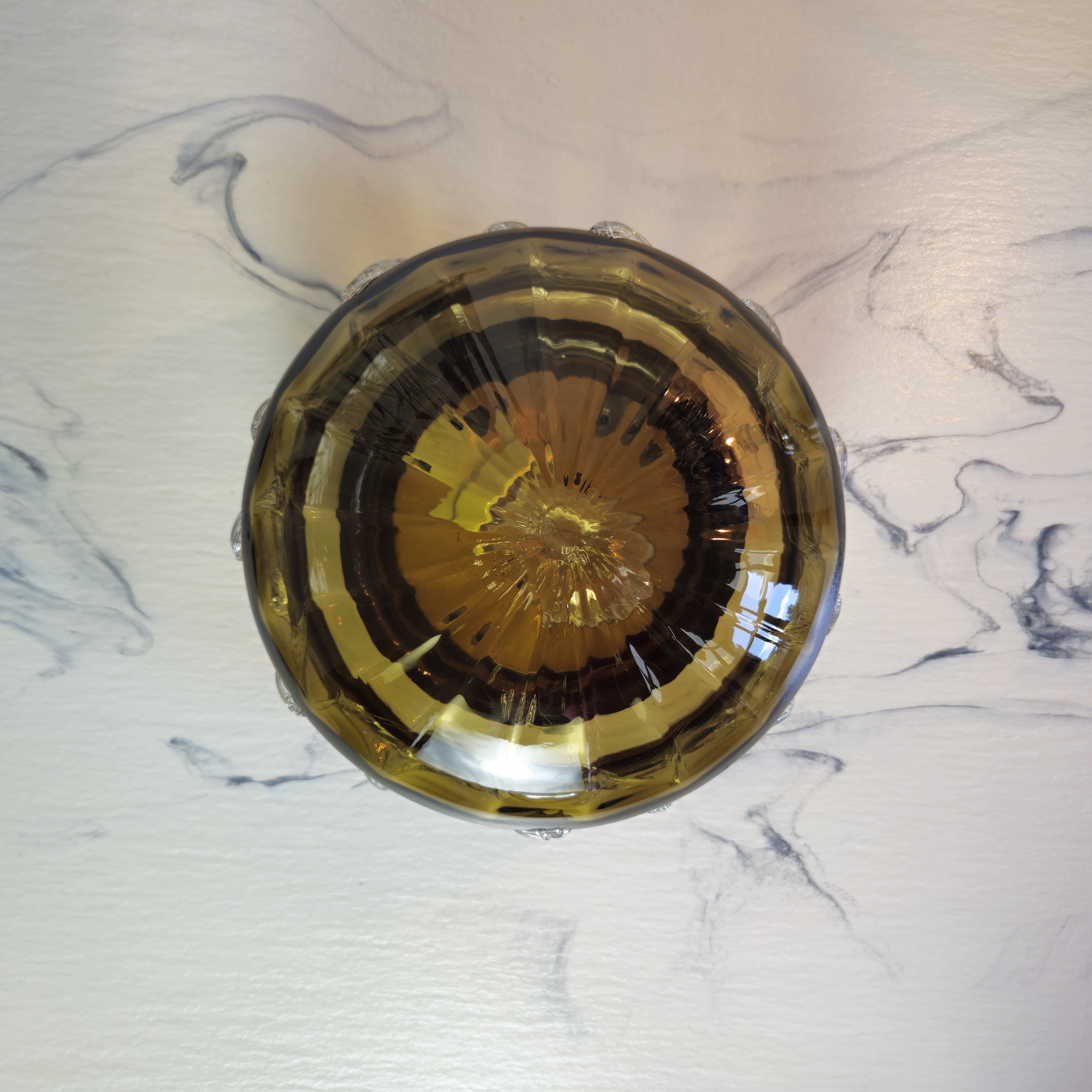 Flush mount or wall lamp, brown transparent glass, Germany, 1960s. - 347622