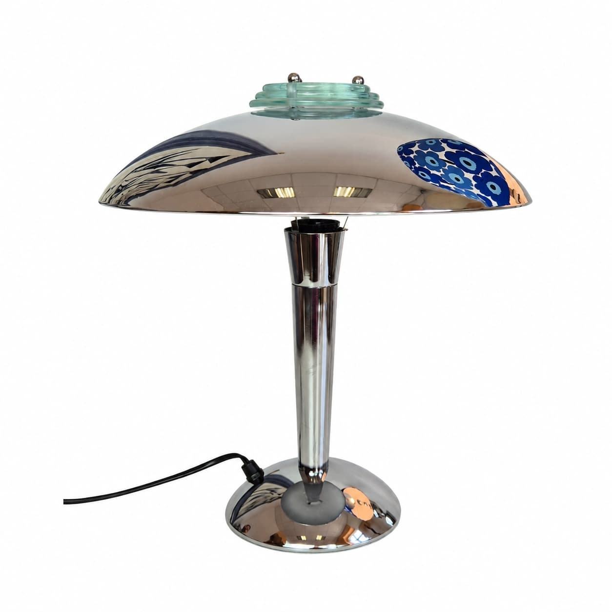 Desk Lamp Atrium, silver chrome, green glass, Germany, 1980s. - 347631