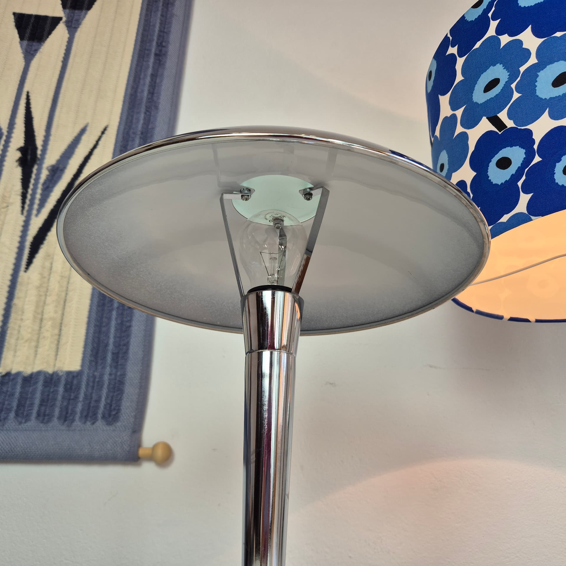 Desk Lamp Atrium, silver chrome, green glass, Germany, 1980s. - 347627