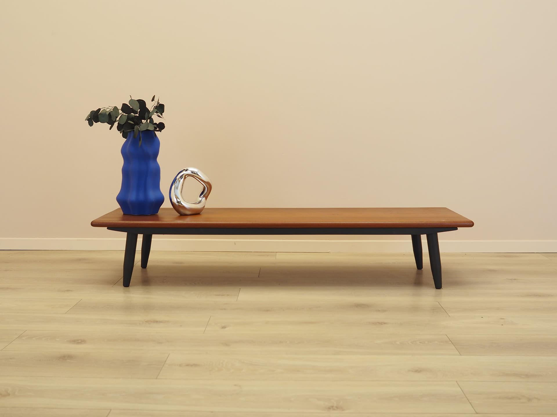 Lowboard, brown teak, black wood, Denmark, 1970s. - 347649