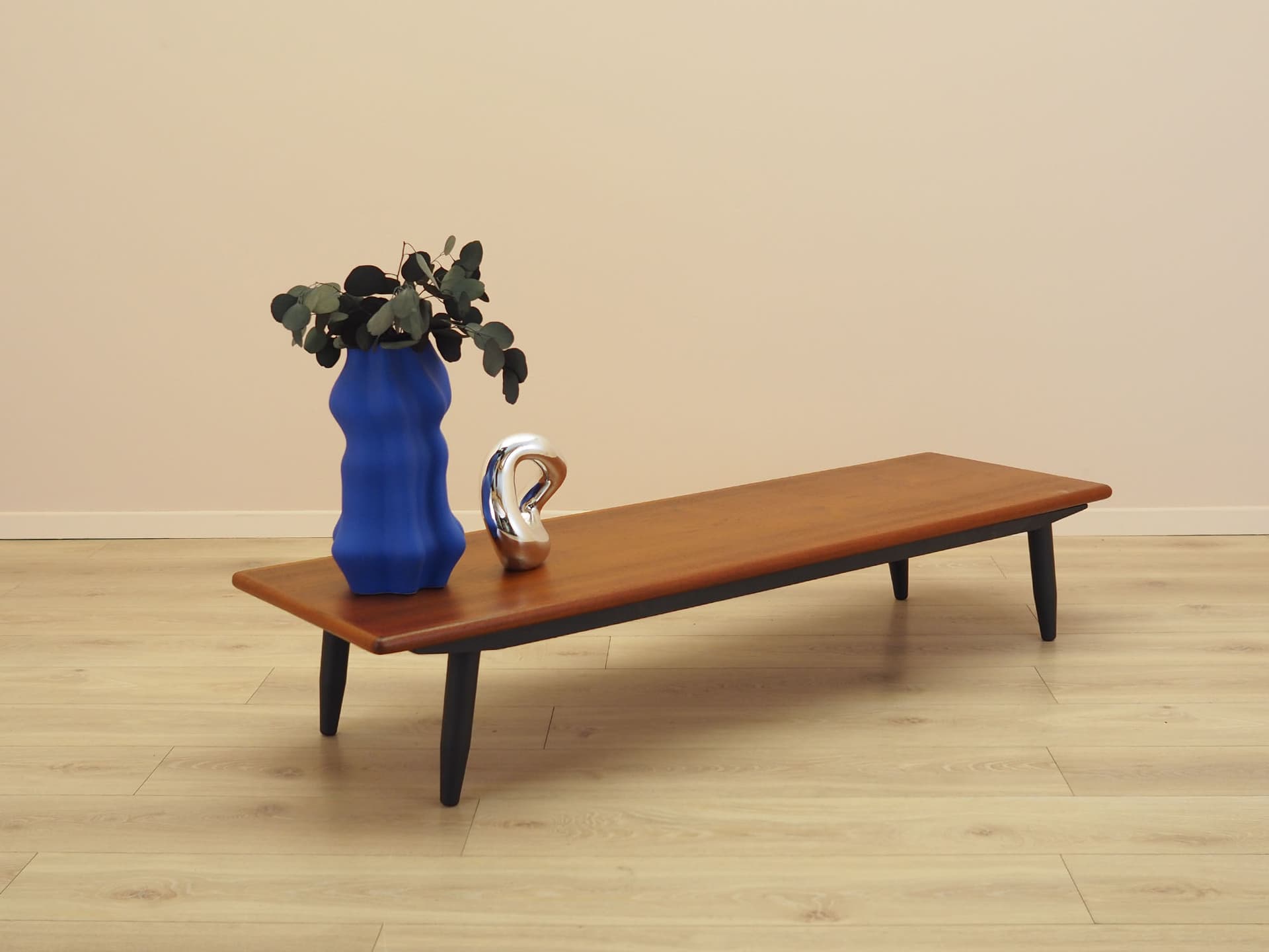 Lowboard, brown teak, black wood, Denmark, 1970s. - 347650