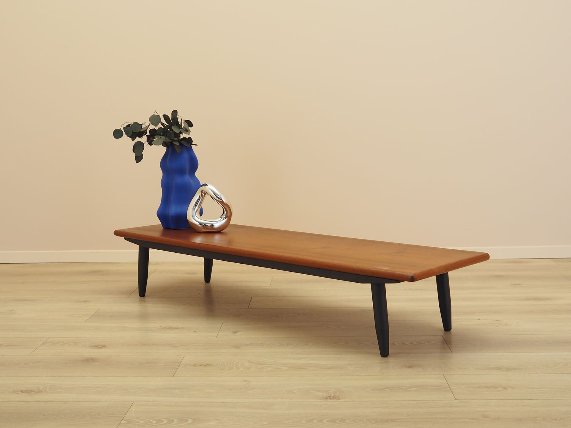 Lowboard, brown teak, black wood, Denmark, 1970s. - 347648