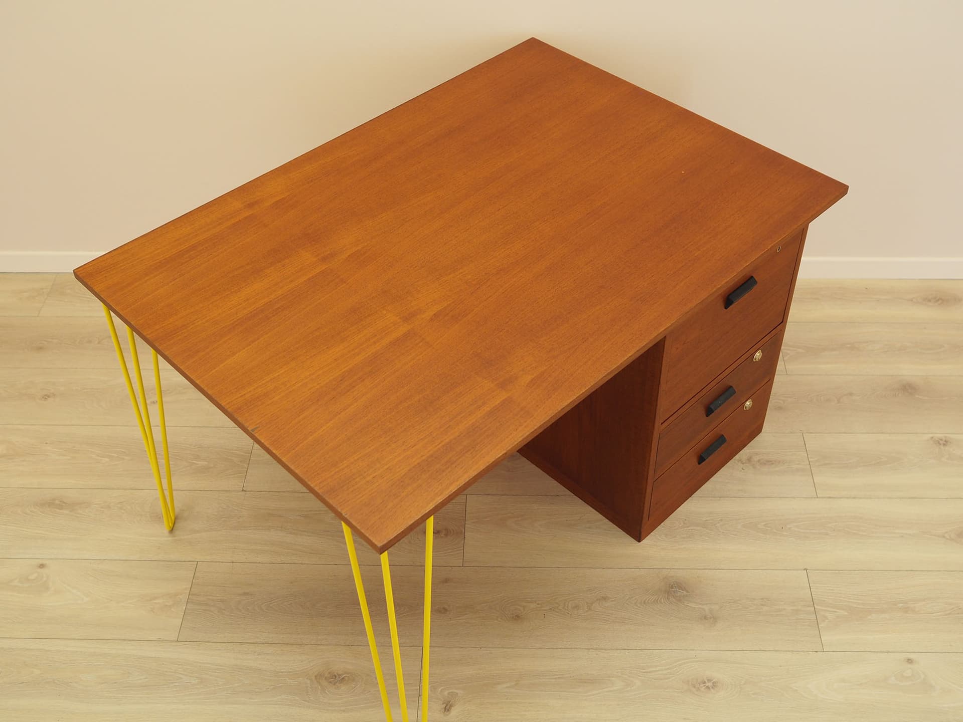 Desk, teak, yellow metal, Bornholm Møbelfabrik, Denmark, 1970s. - 347672