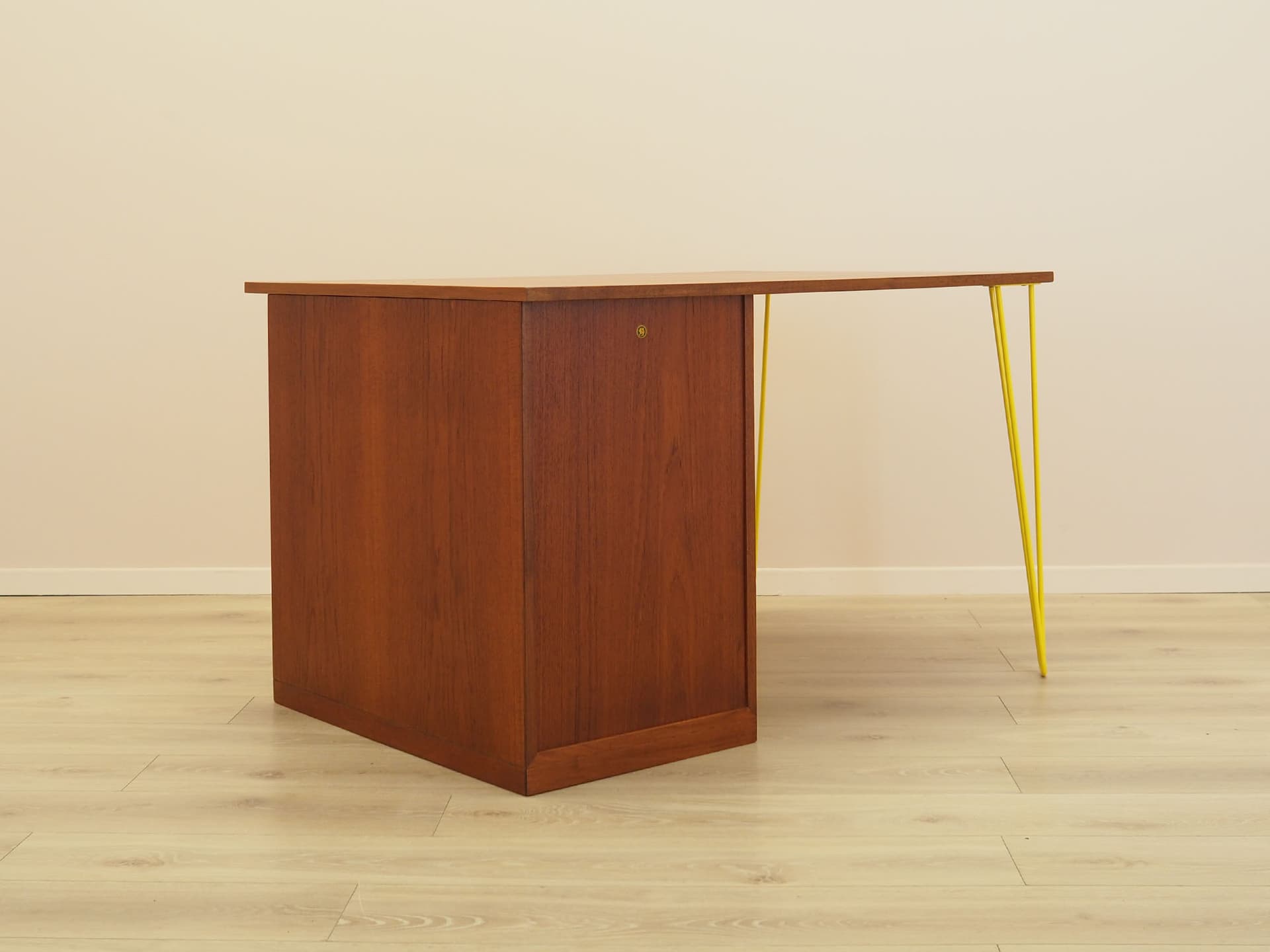 Desk, teak, yellow metal, Bornholm Møbelfabrik, Denmark, 1970s. - 347669