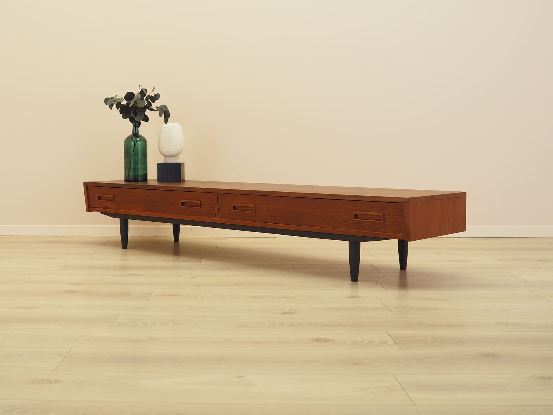 Lowboard, brown teak, black wood, Denmark, 1960s. - 347682