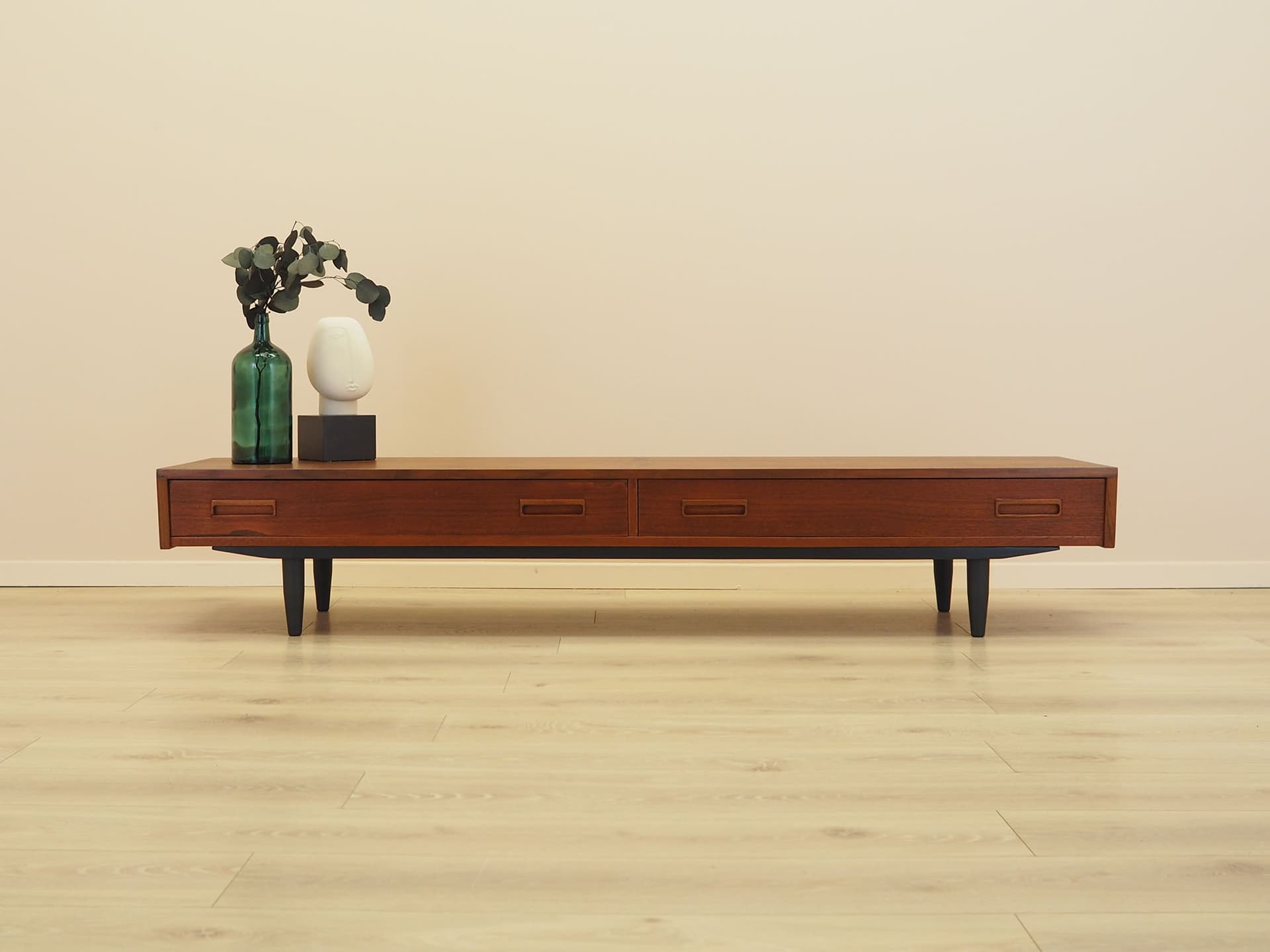 Lowboard, brown teak, black wood, Denmark, 1960s. - 347681