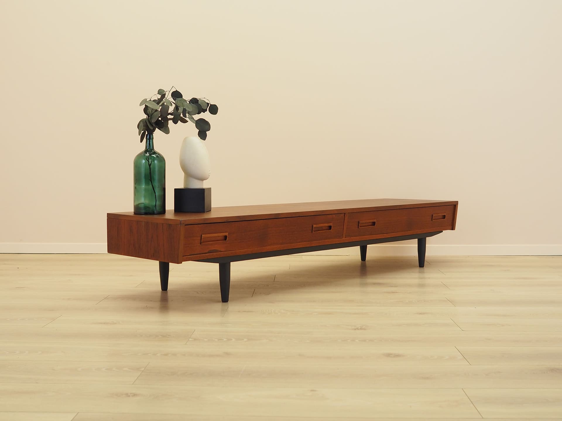 Lowboard, brown teak, black wood, Denmark, 1960s. - 347684