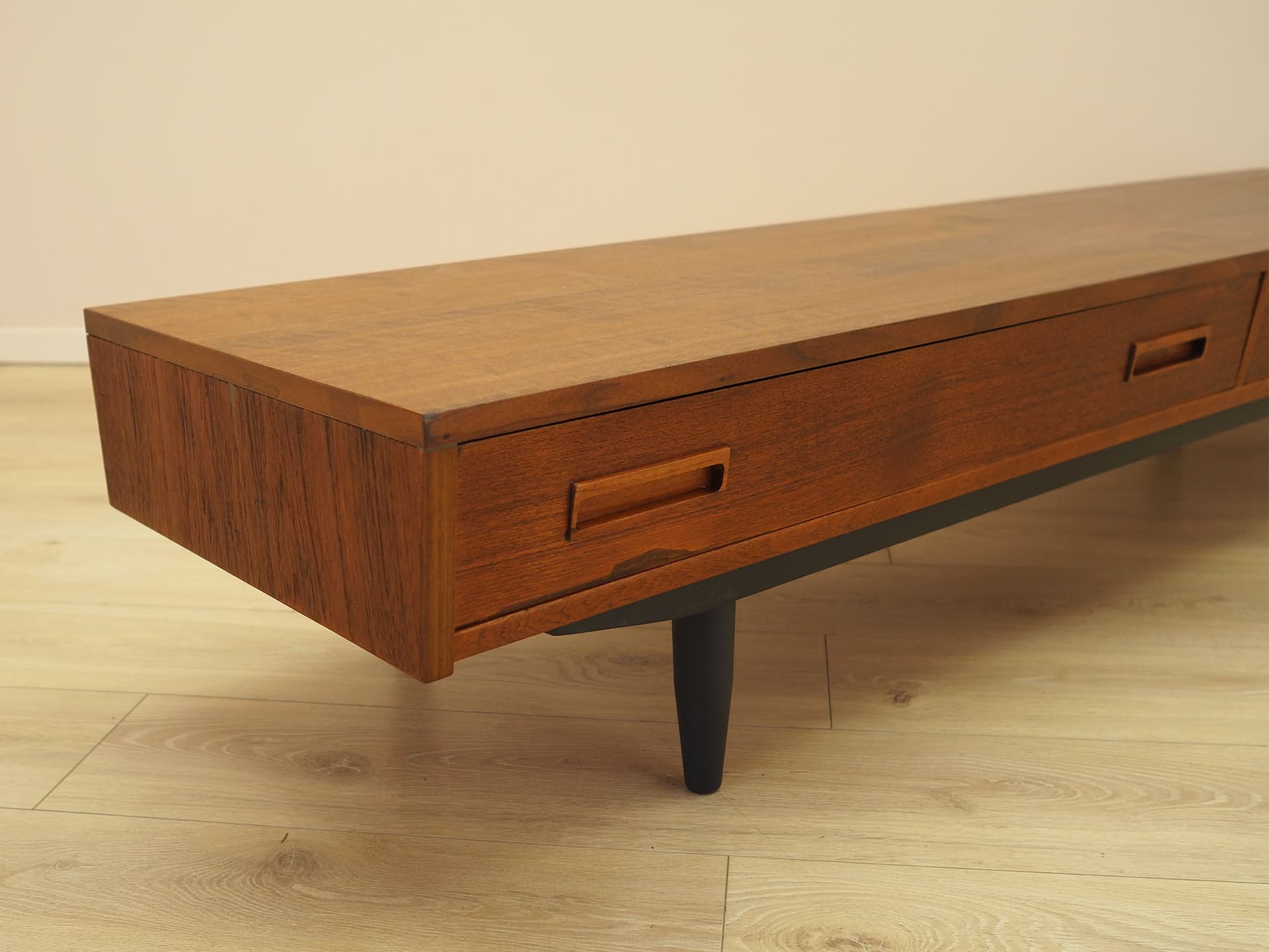 Lowboard, brown teak, black wood, Denmark, 1960s. - 347687