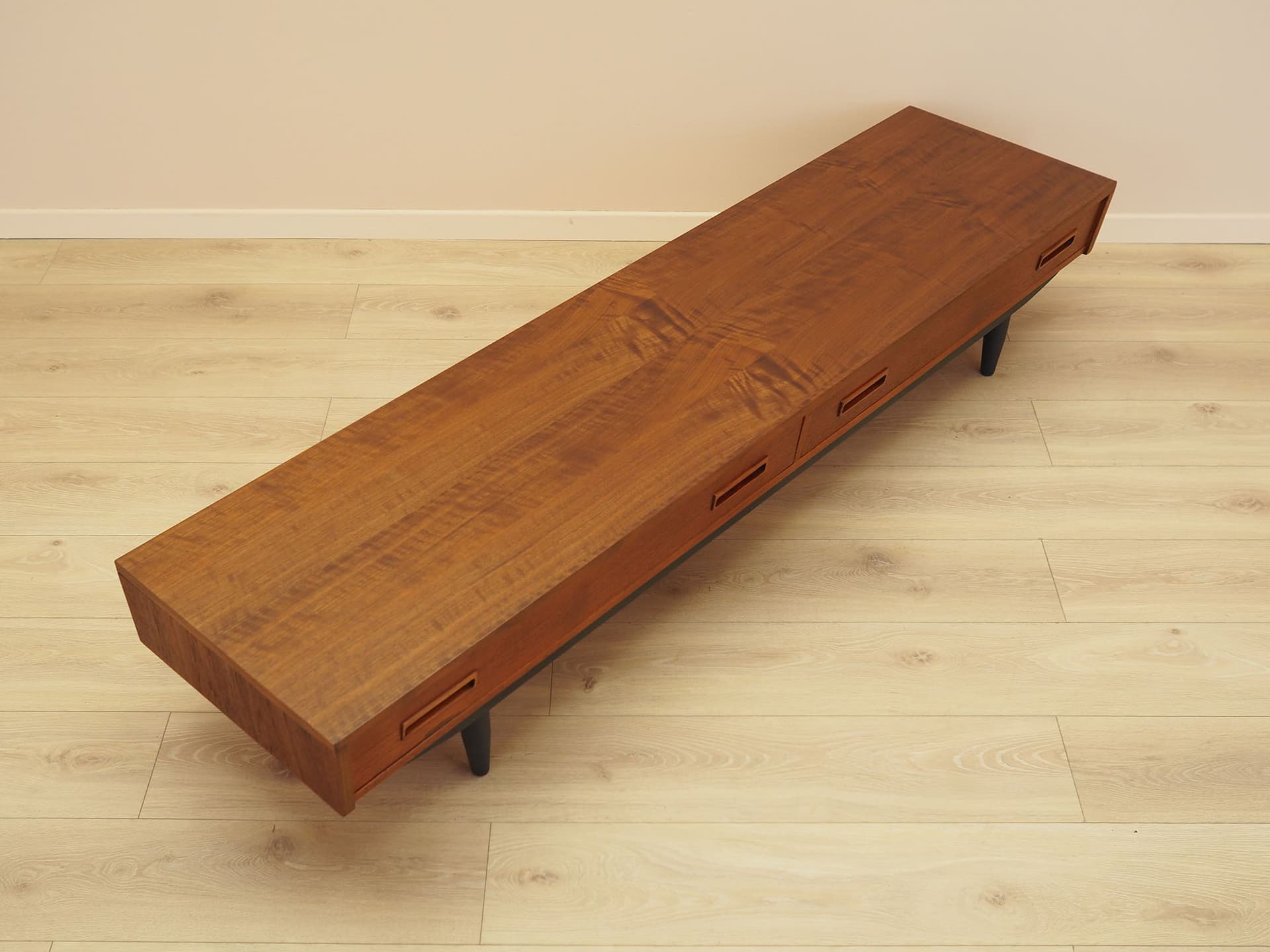 Lowboard, brown teak, black wood, Denmark, 1960s. - 347685