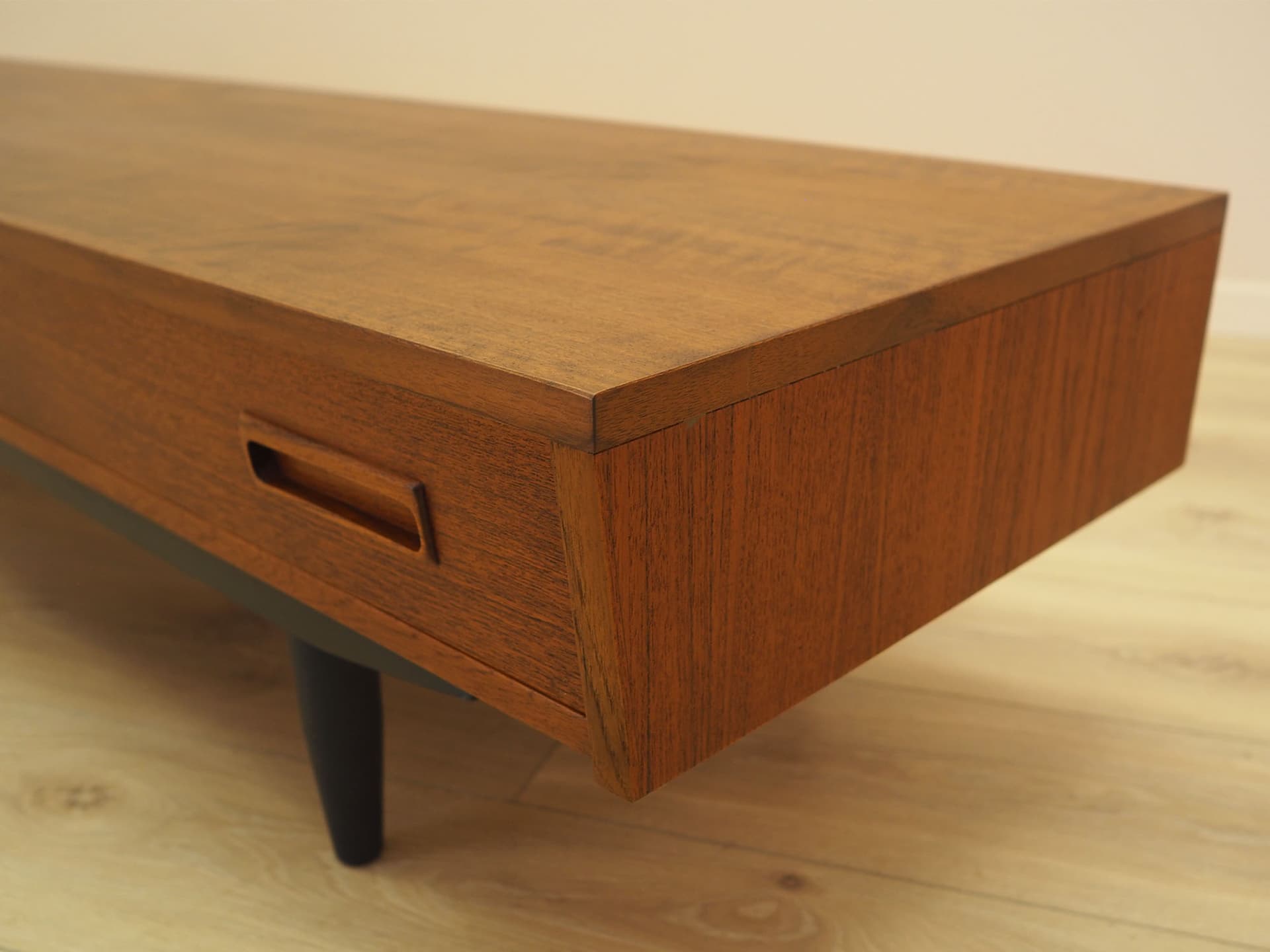 Lowboard, brown teak, black wood, Denmark, 1960s. - 347688