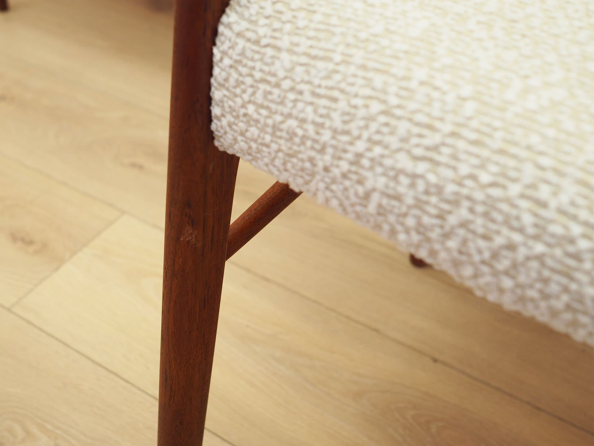 Set of six chairs, brown teak, beige fabric, Denmark, 1960s. - 347730