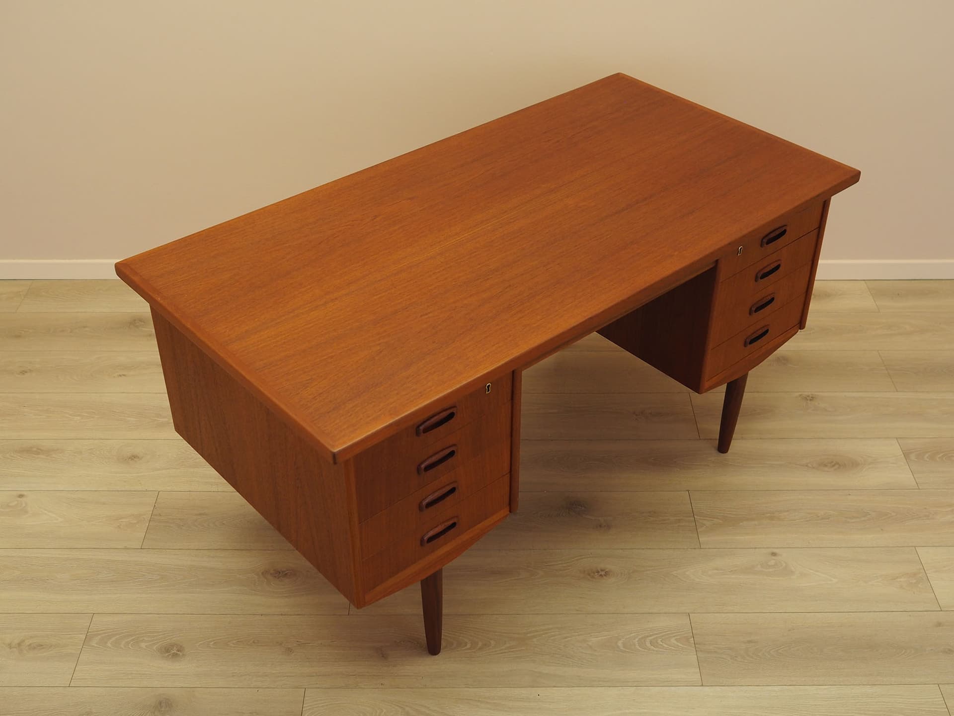 Desk, teak brown, Denmark, 1970s. - 347742